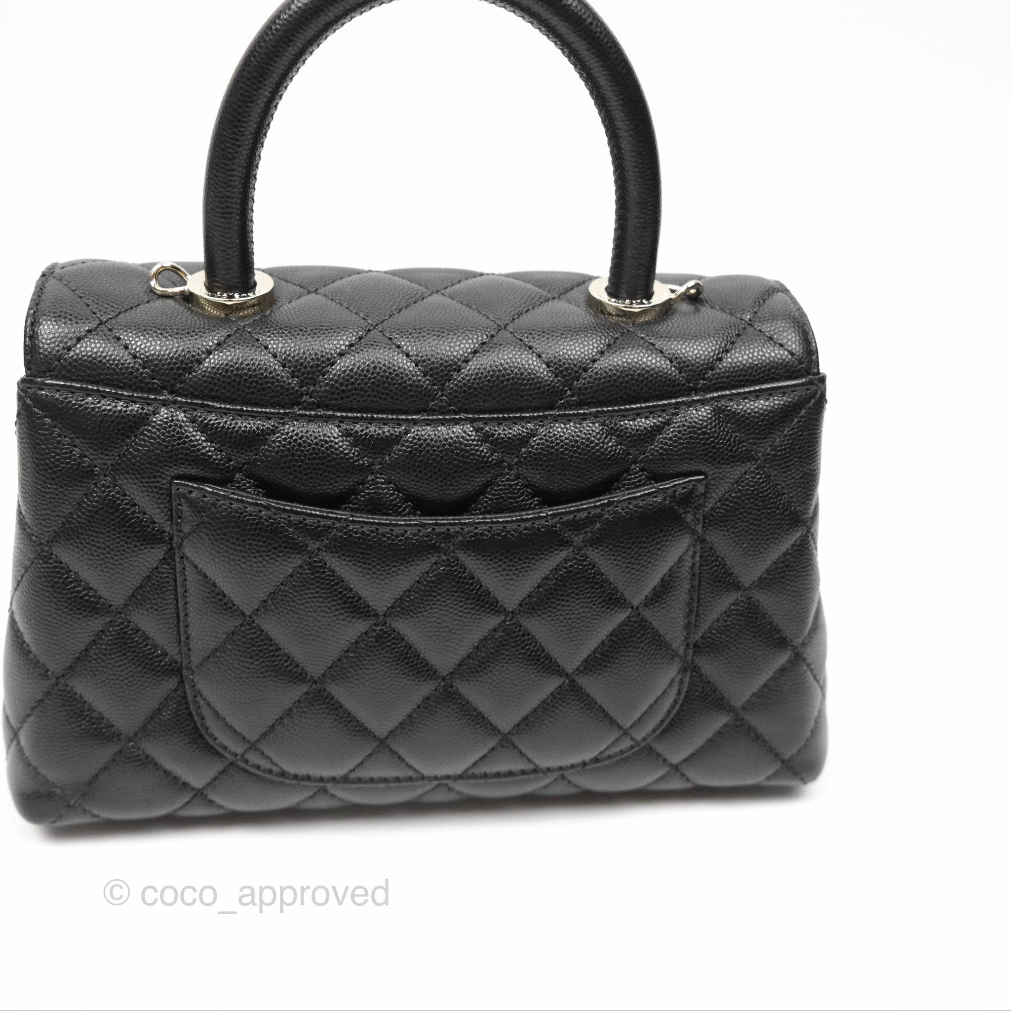 Chanel Small Coco Handle Quilted Black Caviar Gold Hardware