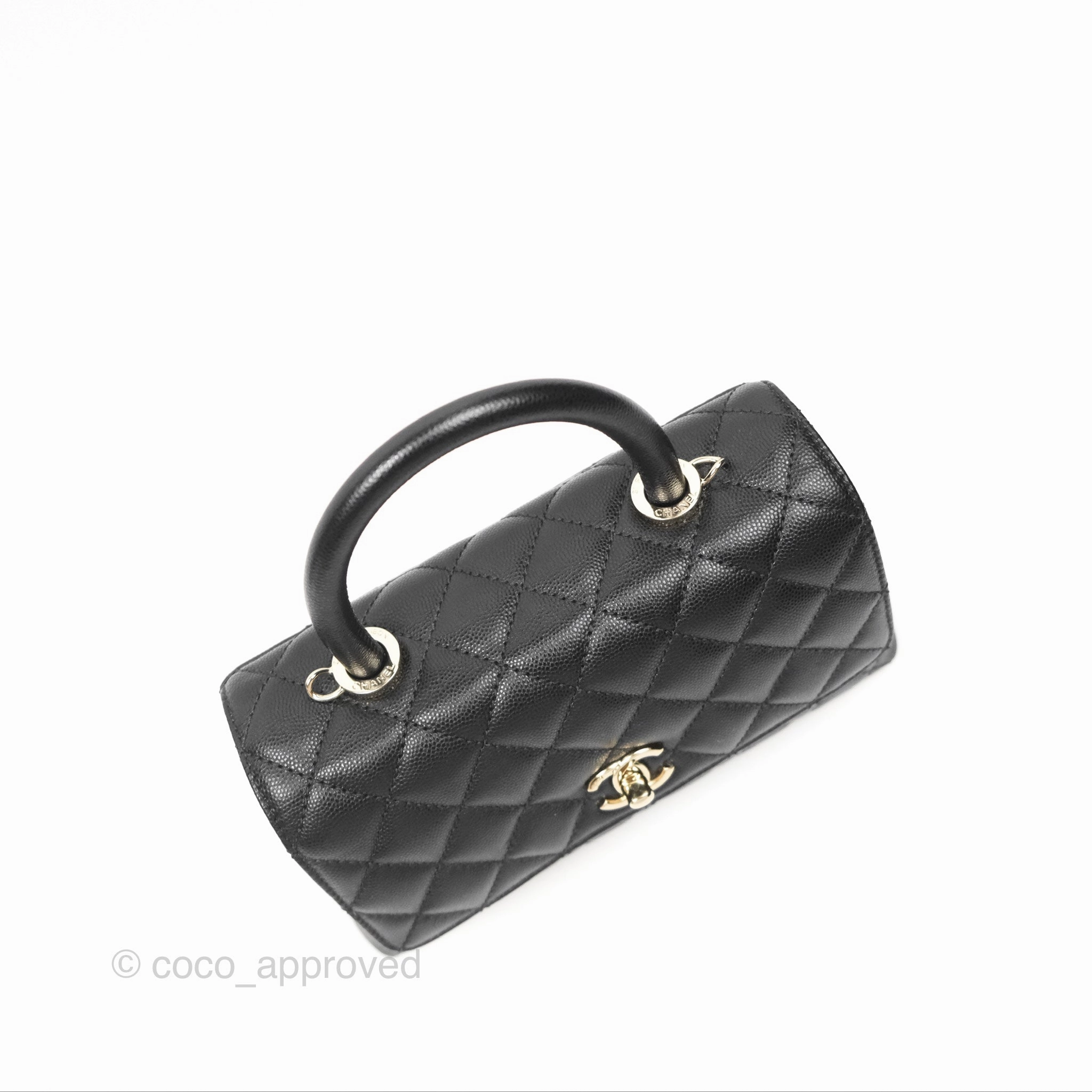Chanel Small Coco Handle Quilted Black Caviar Gold Hardware