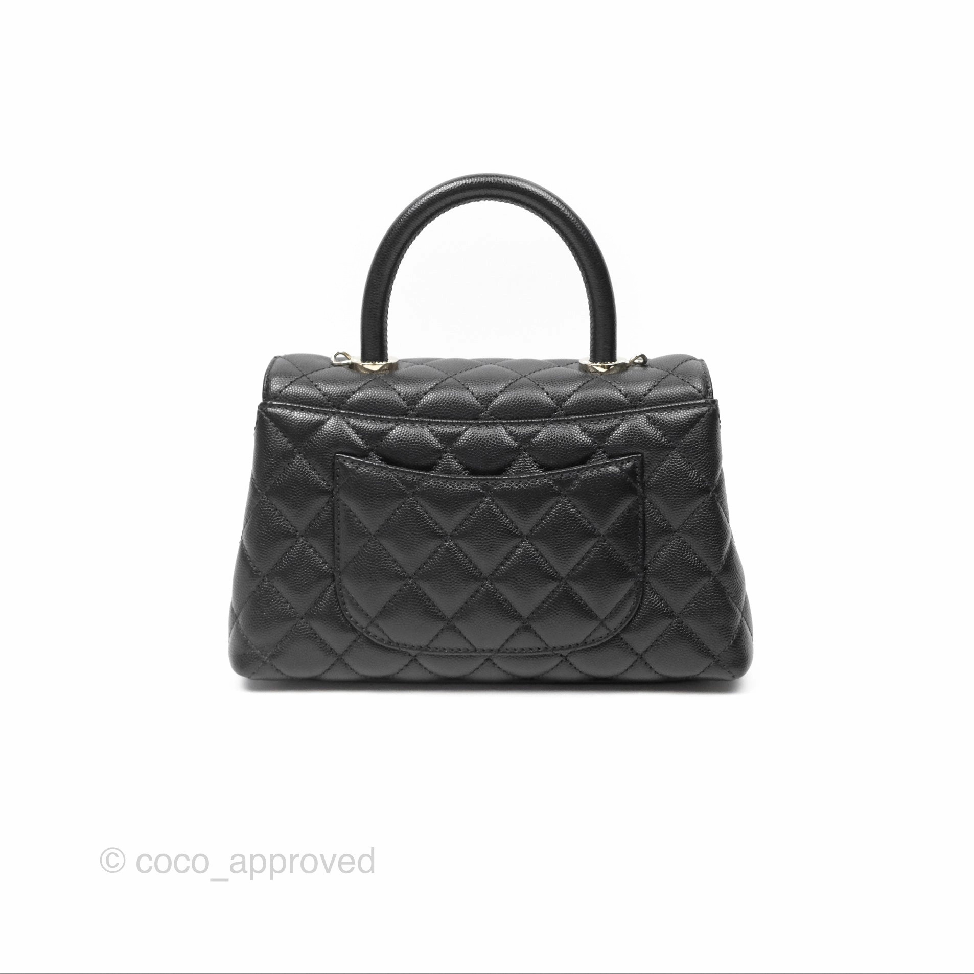 Chanel Small Coco Handle Quilted Black Caviar Gold Hardware