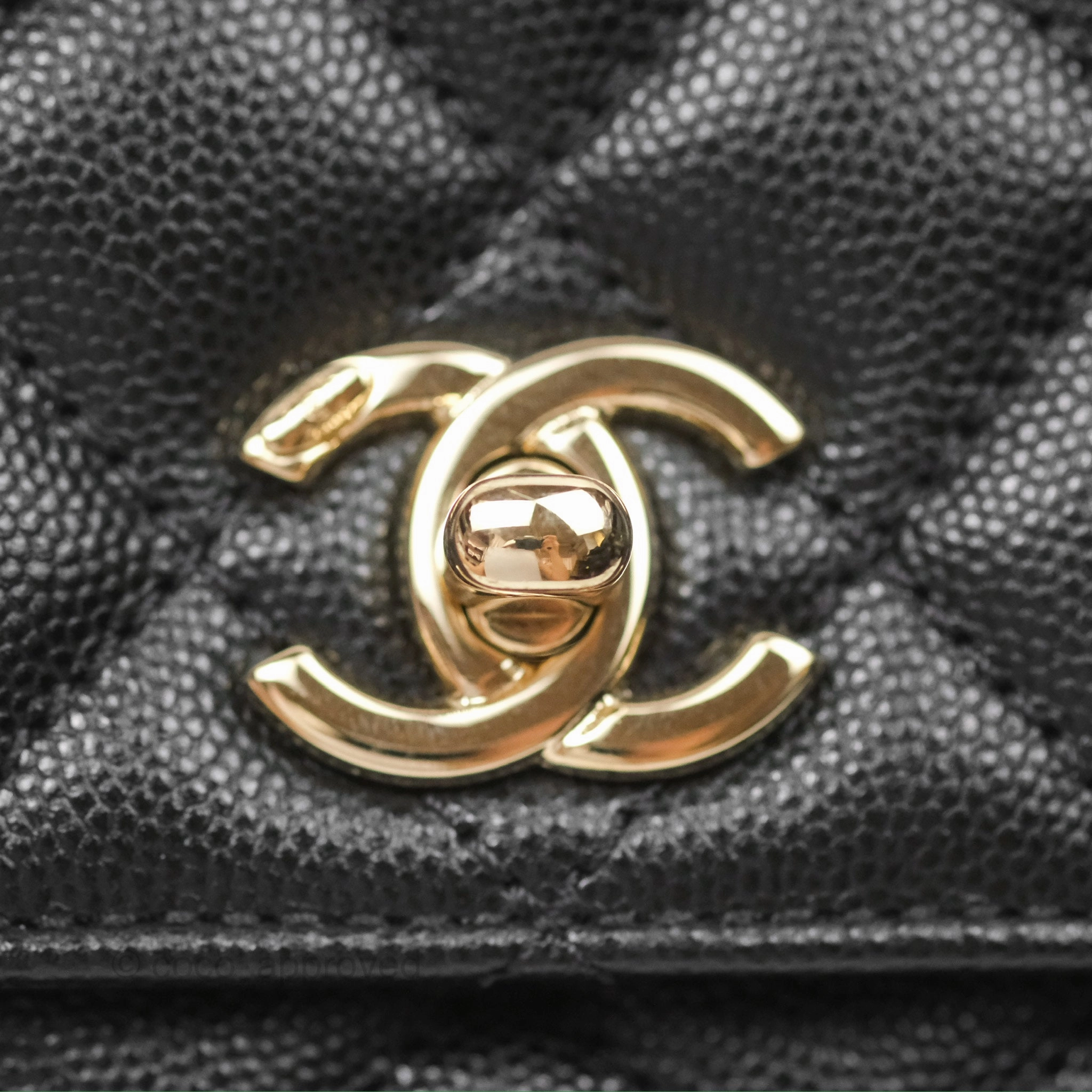 Chanel Small Coco Handle Quilted Black Caviar Gold Hardware