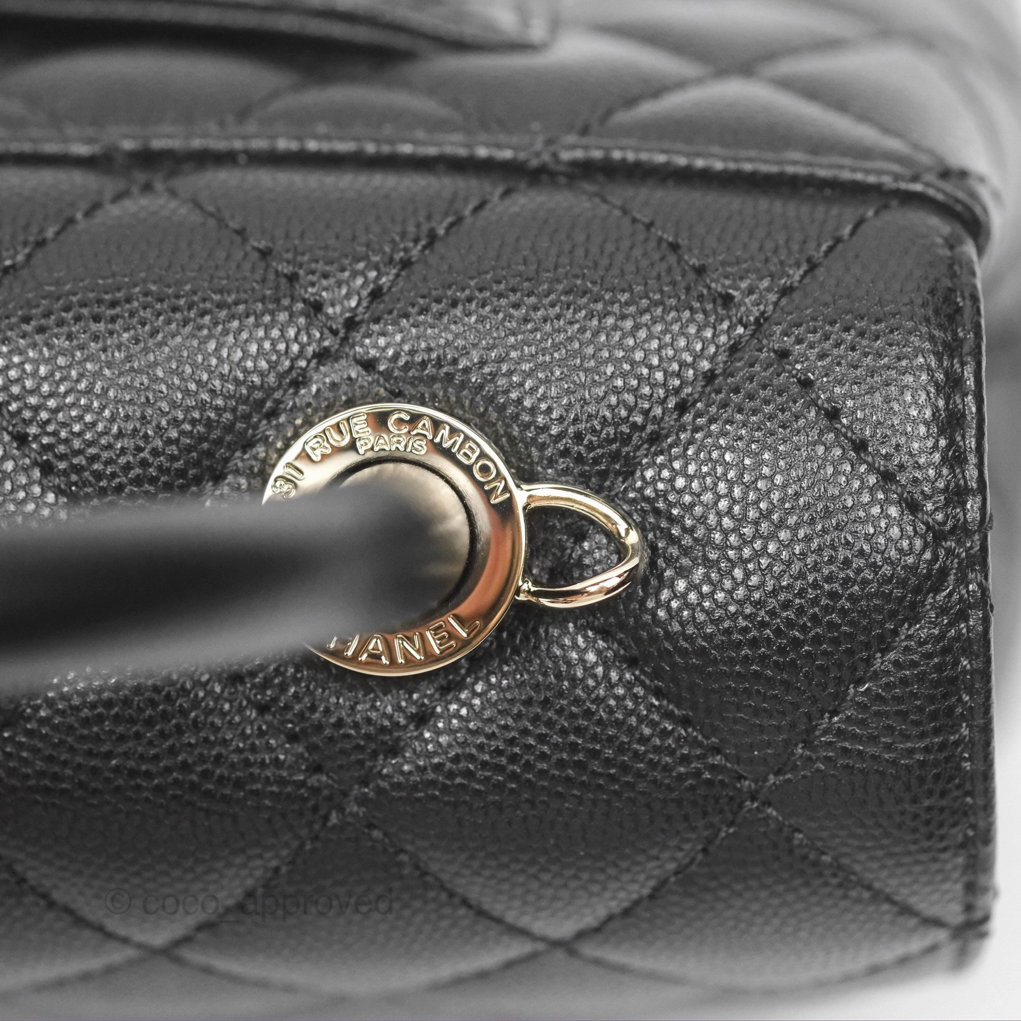 Chanel Small Coco Handle Quilted Black Caviar Gold Hardware