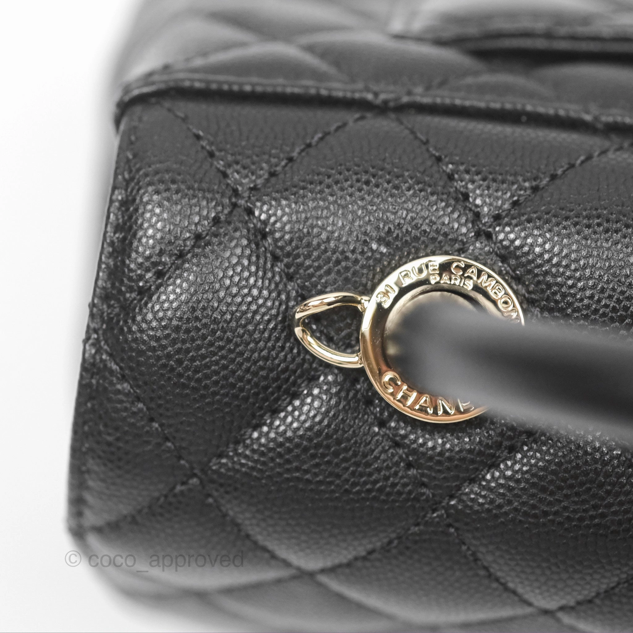 Chanel Small Coco Handle Quilted Black Caviar Gold Hardware
