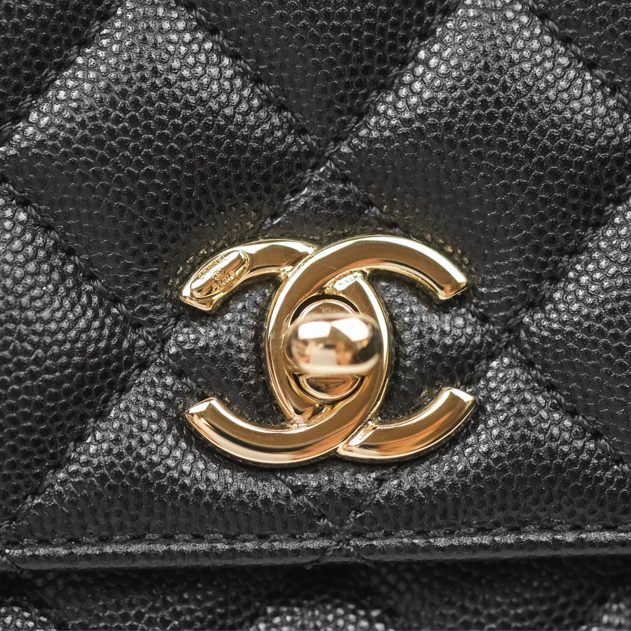 Chanel Small Coco Handle Quilted Black Caviar Gold Hardware
