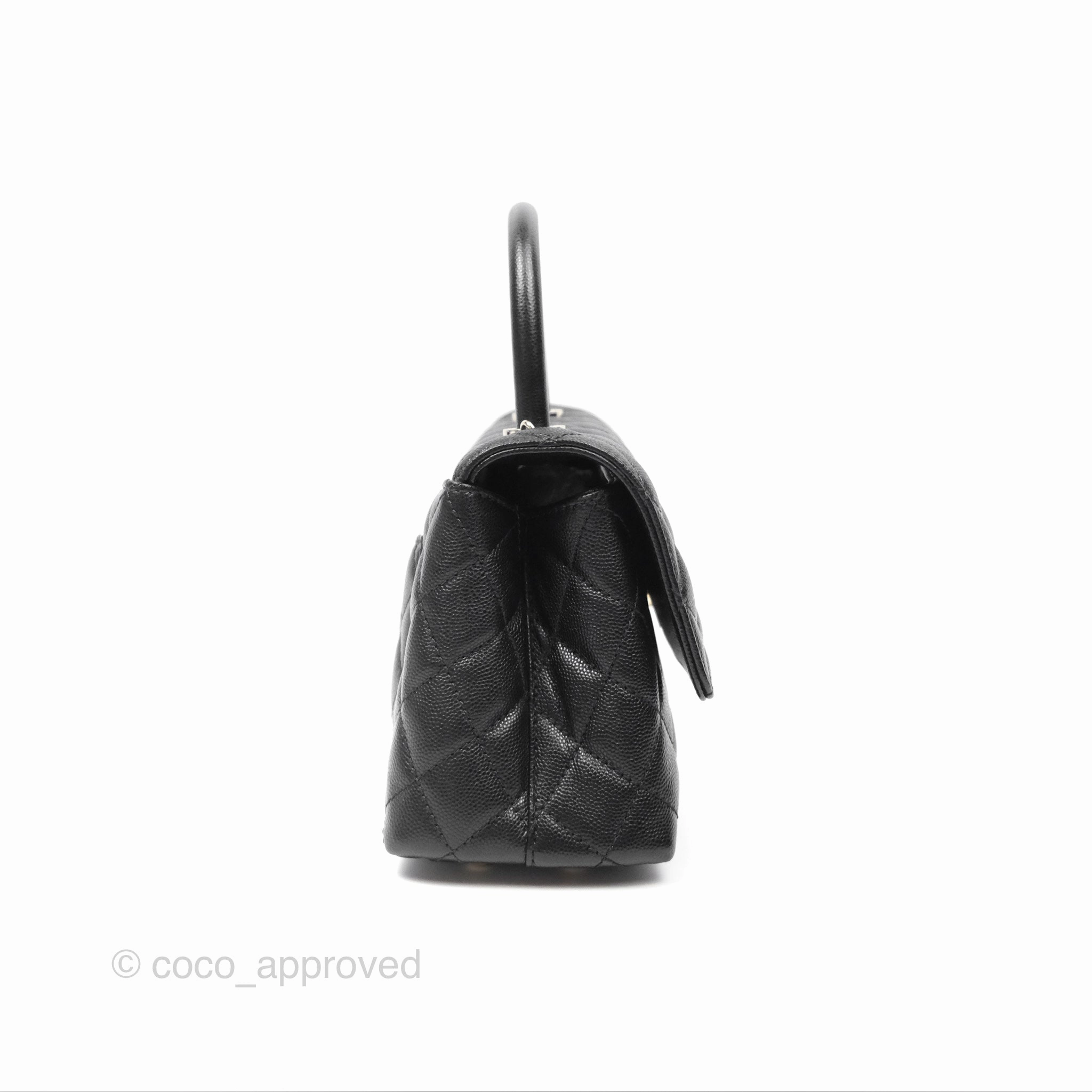 Chanel Small Coco Handle Quilted Black Caviar Gold Hardware