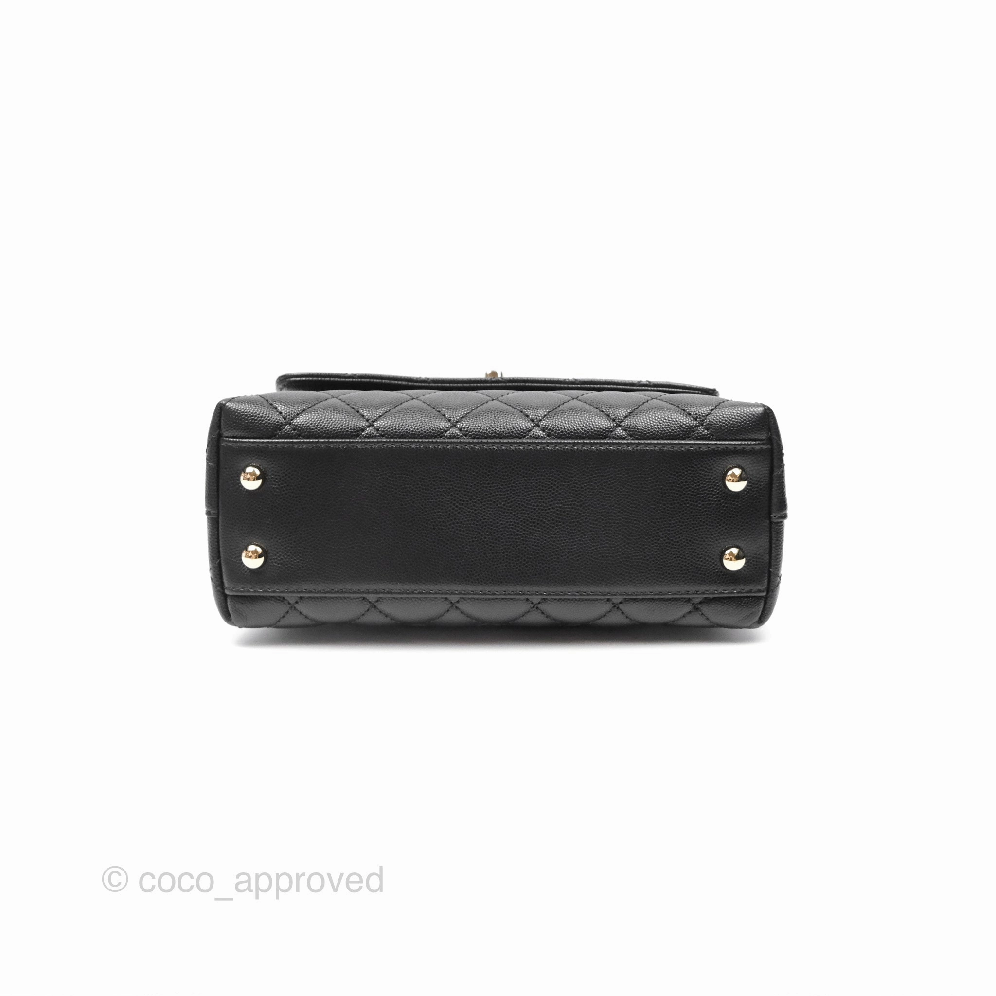 Chanel Small Coco Handle Quilted Black Caviar Gold Hardware