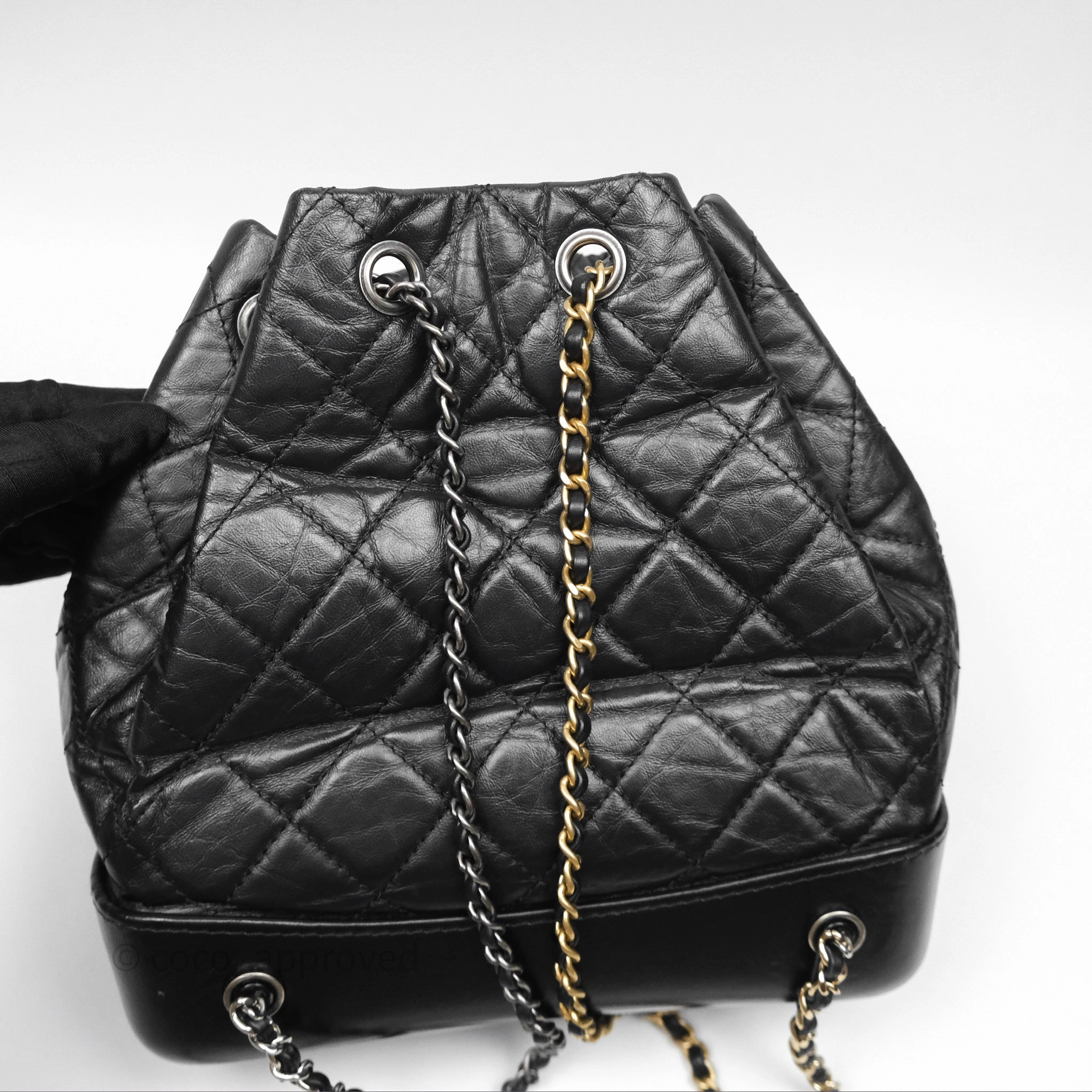 Chanel Small Gabrielle Backpack Black Aged Calfskin