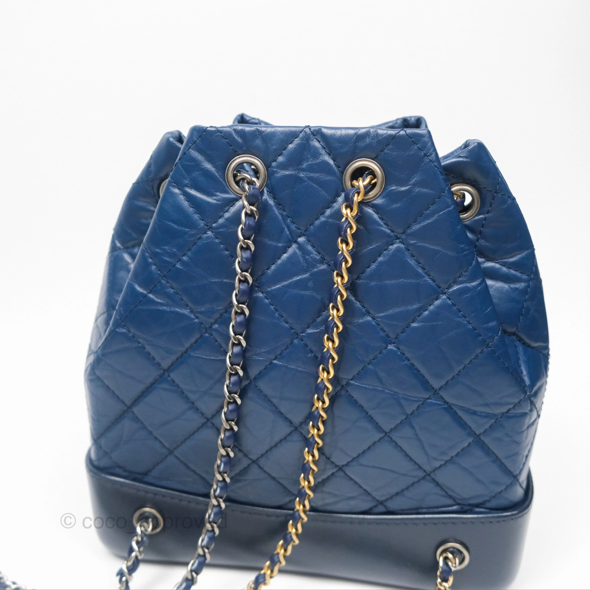 Chanel Small Gabrielle Backpack Navy Aged Calfskin