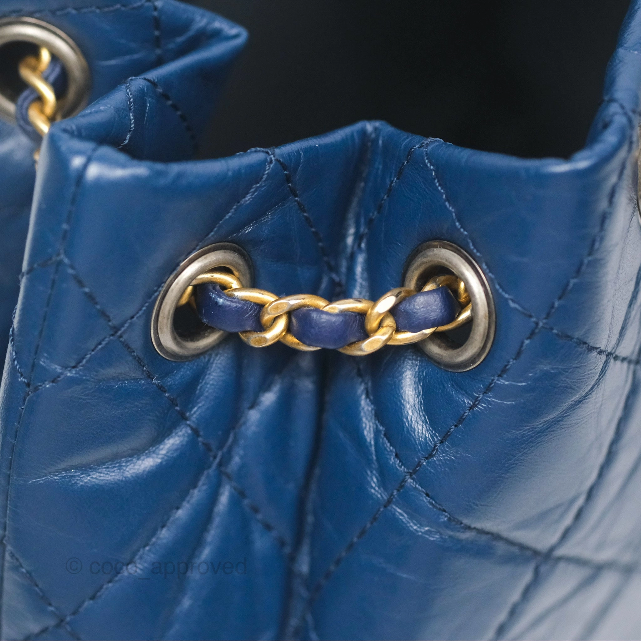 Chanel Small Gabrielle Backpack Navy Aged Calfskin