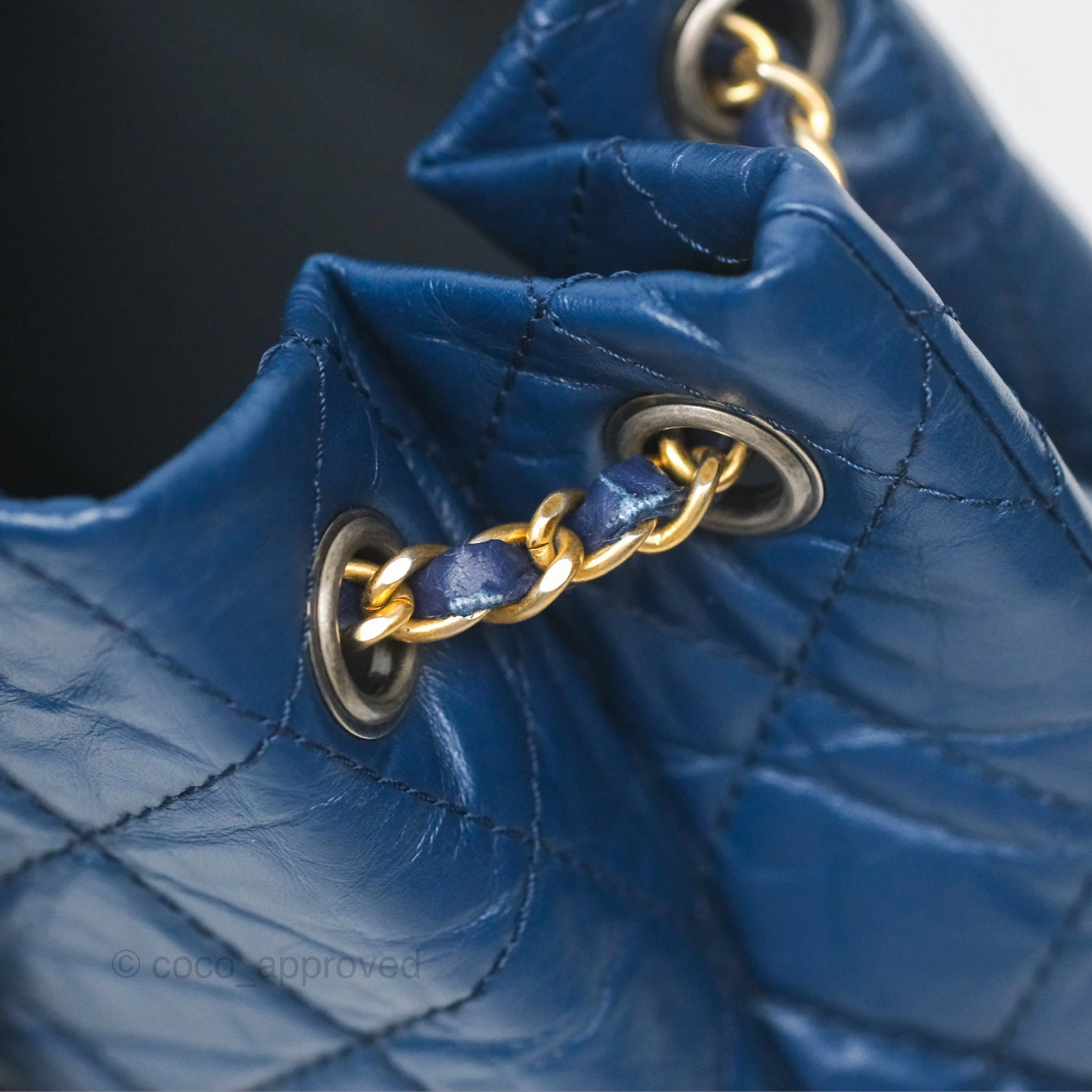 Chanel Small Gabrielle Backpack Navy Aged Calfskin