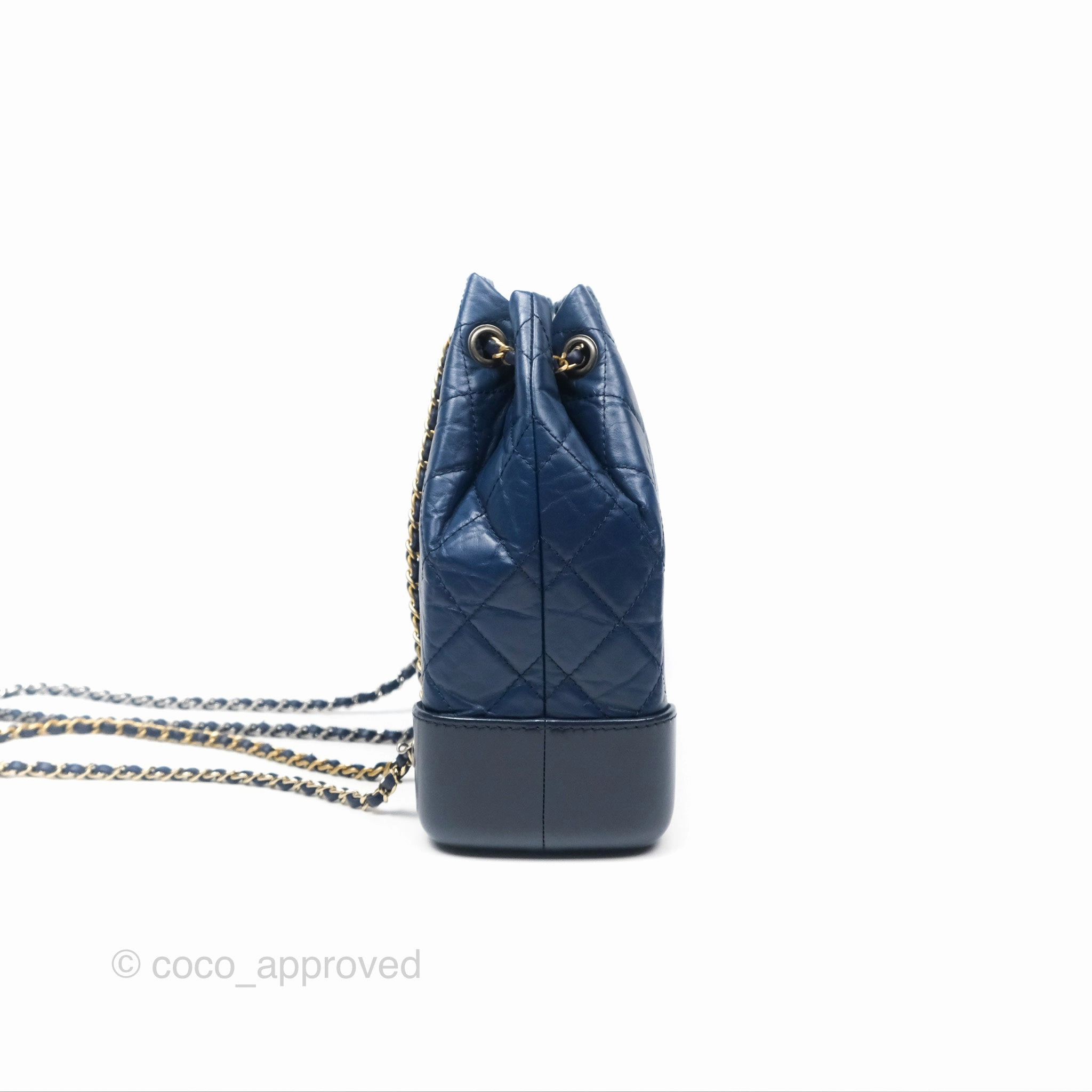 Chanel Small Gabrielle Backpack Navy Aged Calfskin