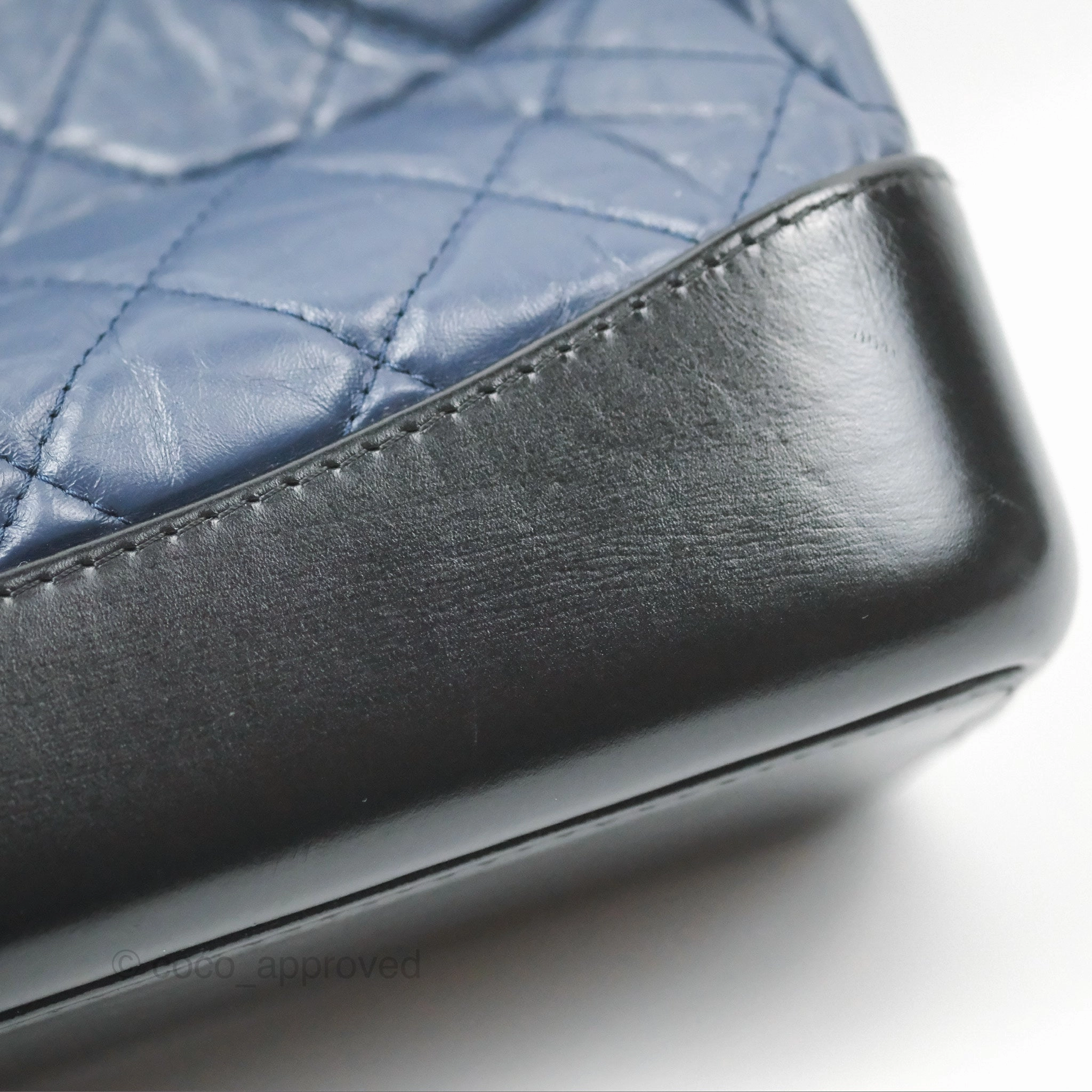 Chanel Small Gabrielle Backpack Navy Black Aged Calfskin