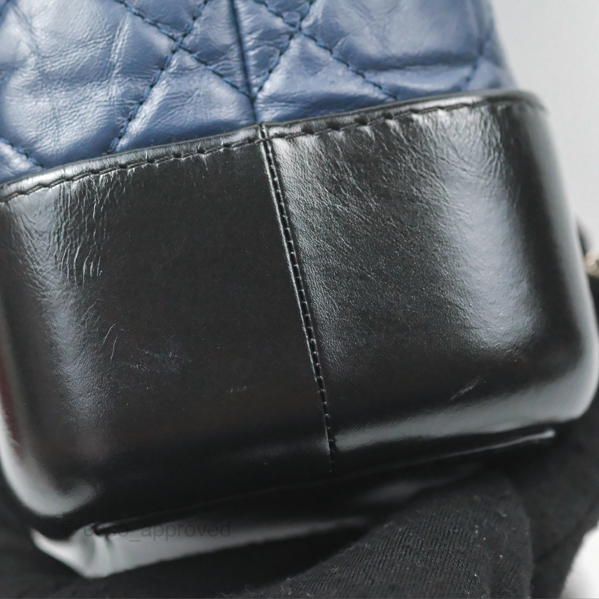 Chanel Small Gabrielle Backpack Navy Black Aged Calfskin