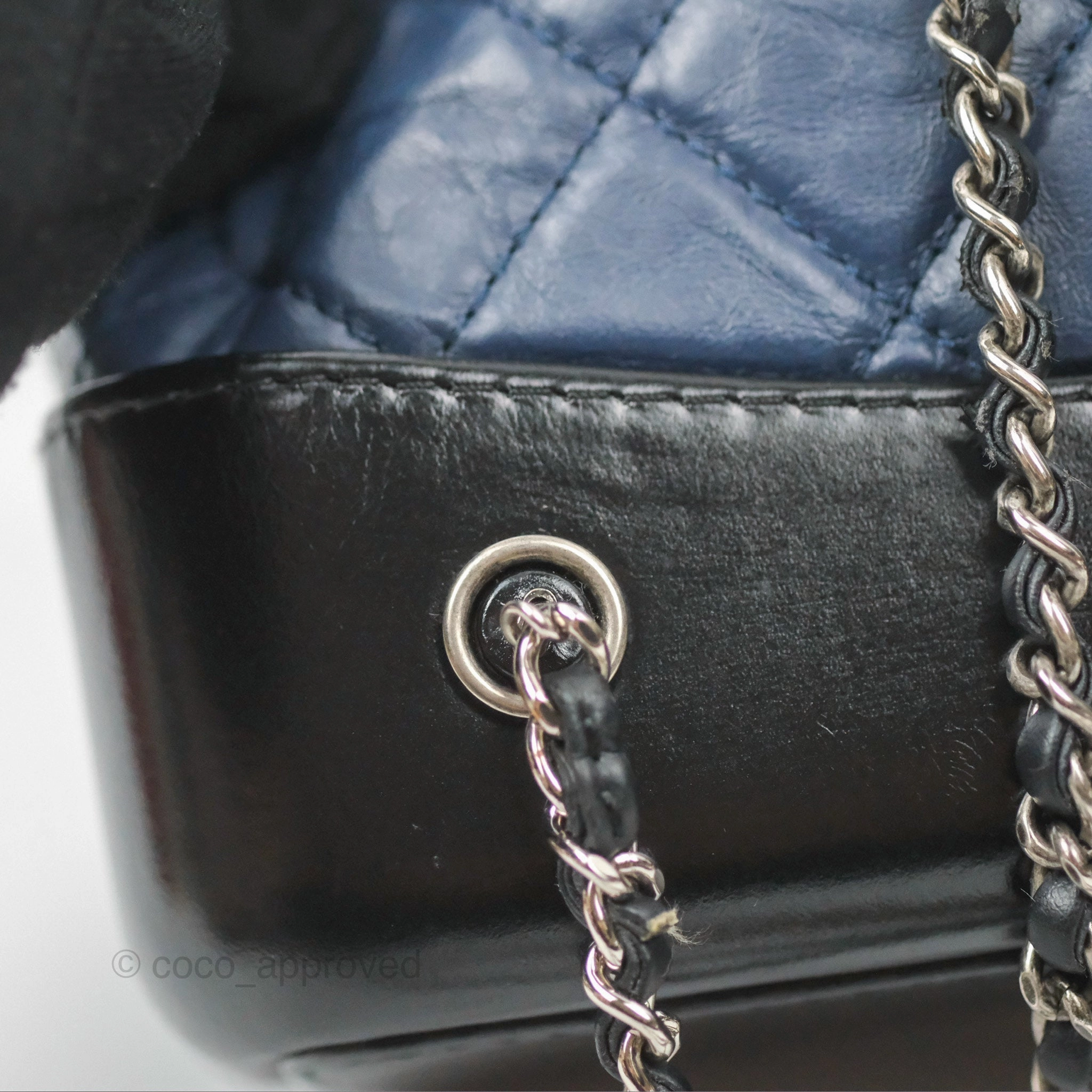 Chanel Small Gabrielle Backpack Navy Black Aged Calfskin