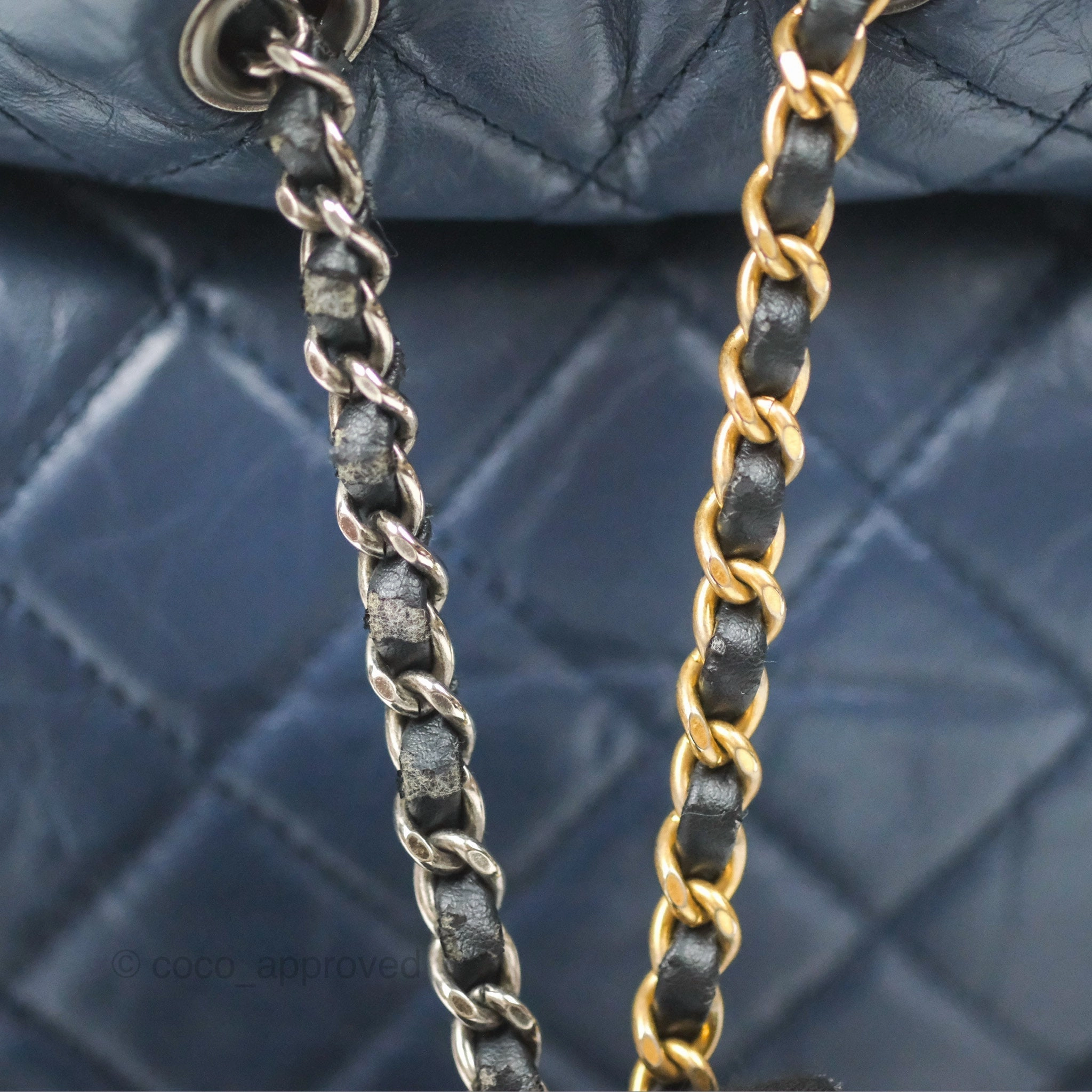 Chanel Small Gabrielle Backpack Navy Black Aged Calfskin