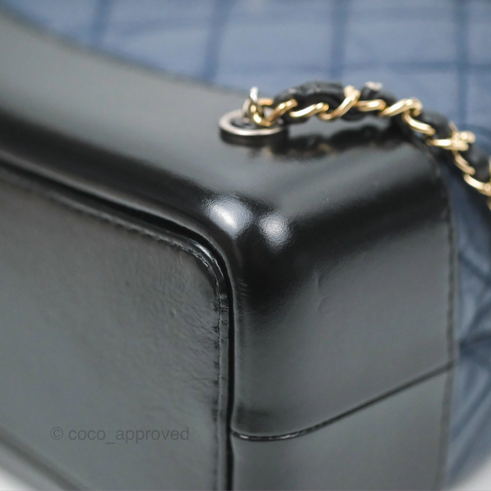 Chanel Small Gabrielle Backpack Navy Black Aged Calfskin