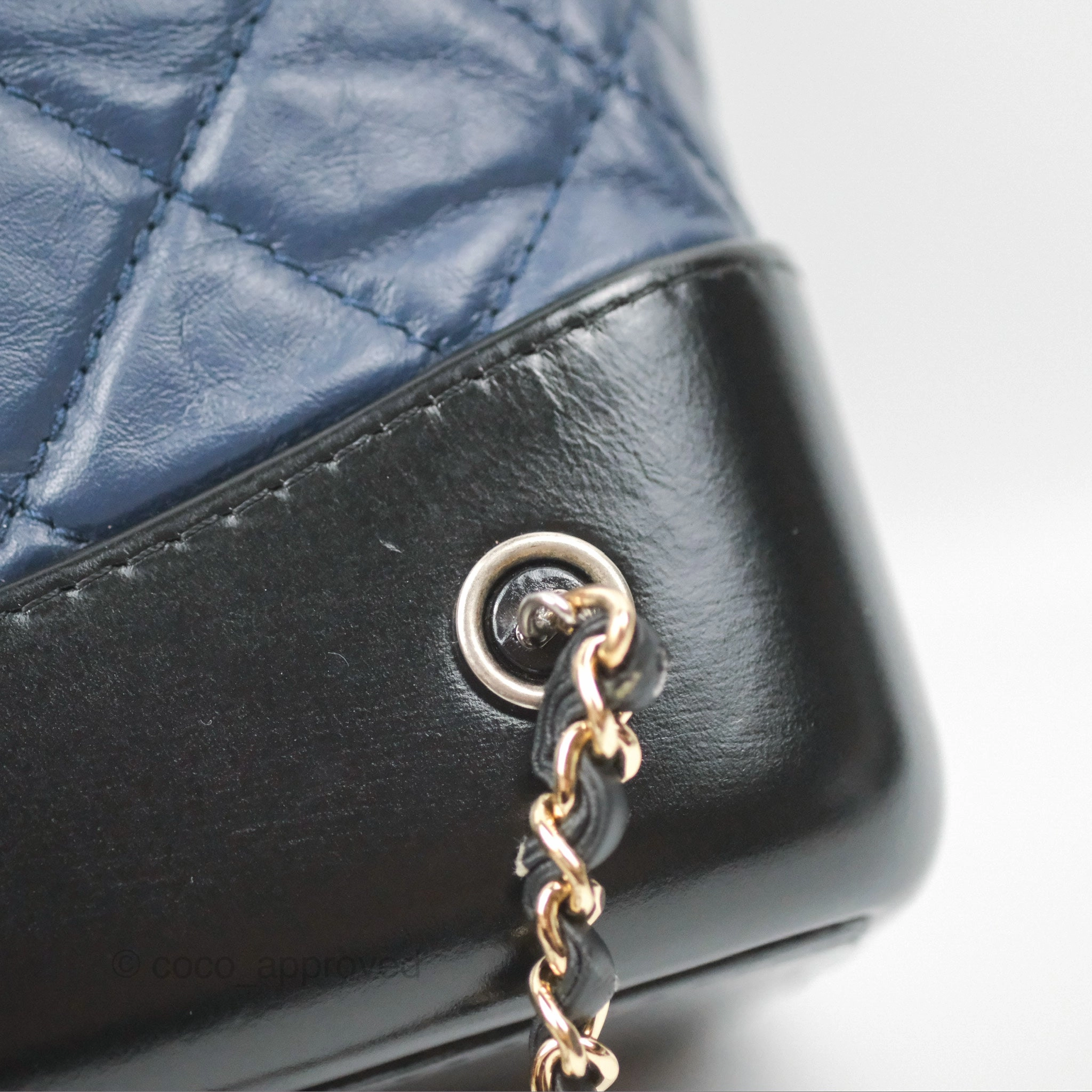 Chanel Small Gabrielle Backpack Navy Black Aged Calfskin