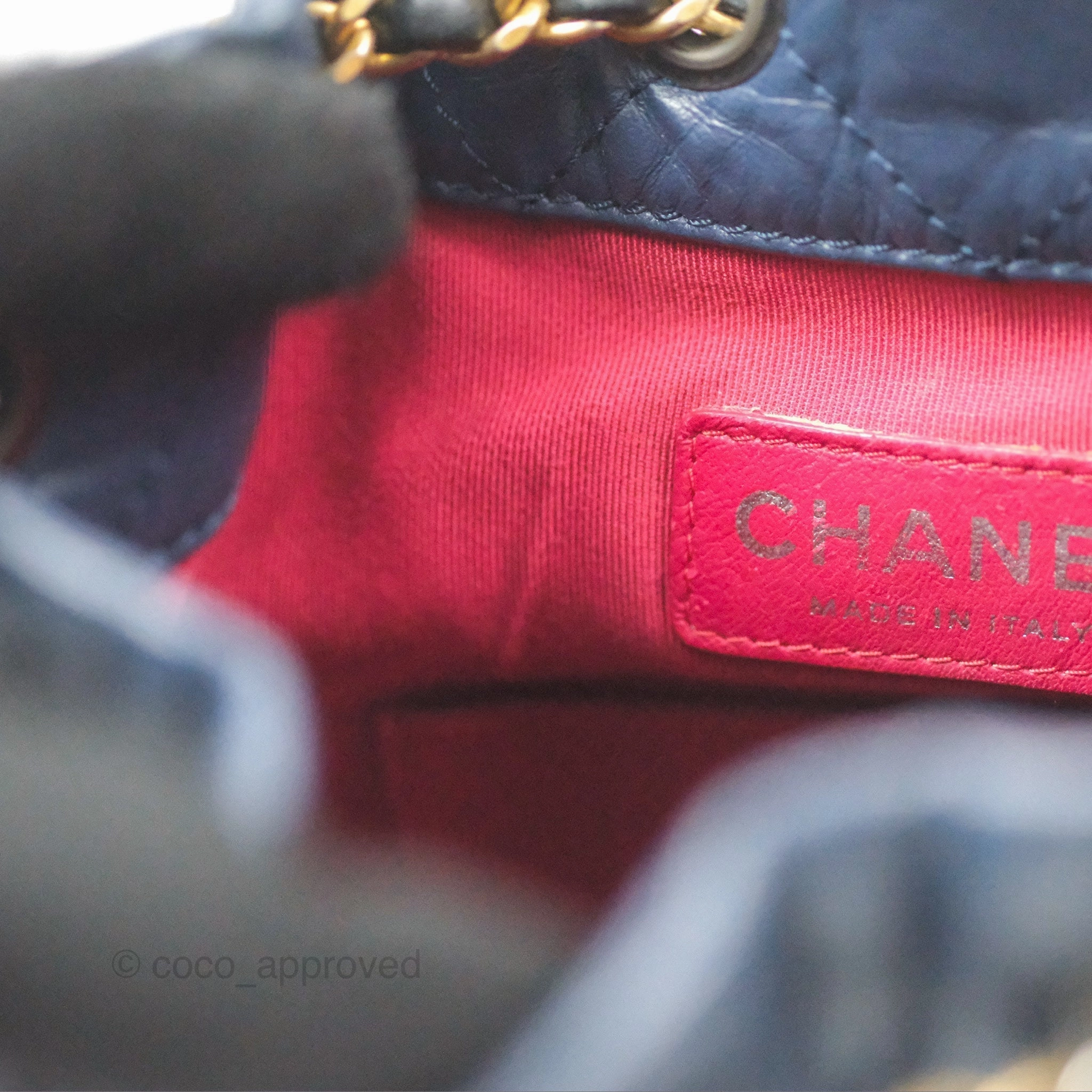 Chanel Small Gabrielle Backpack Navy Black Aged Calfskin