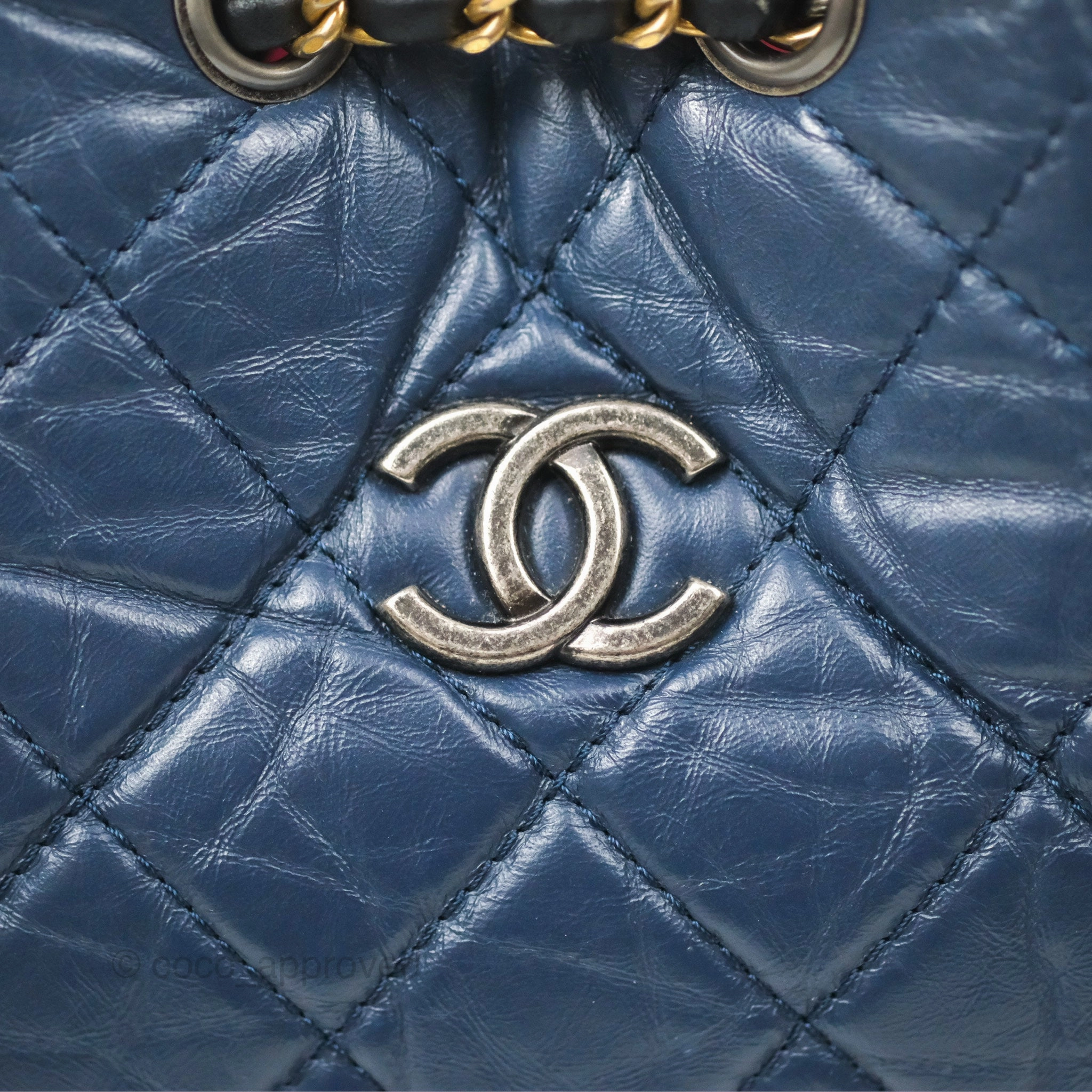 Chanel Small Gabrielle Backpack Navy Black Aged Calfskin