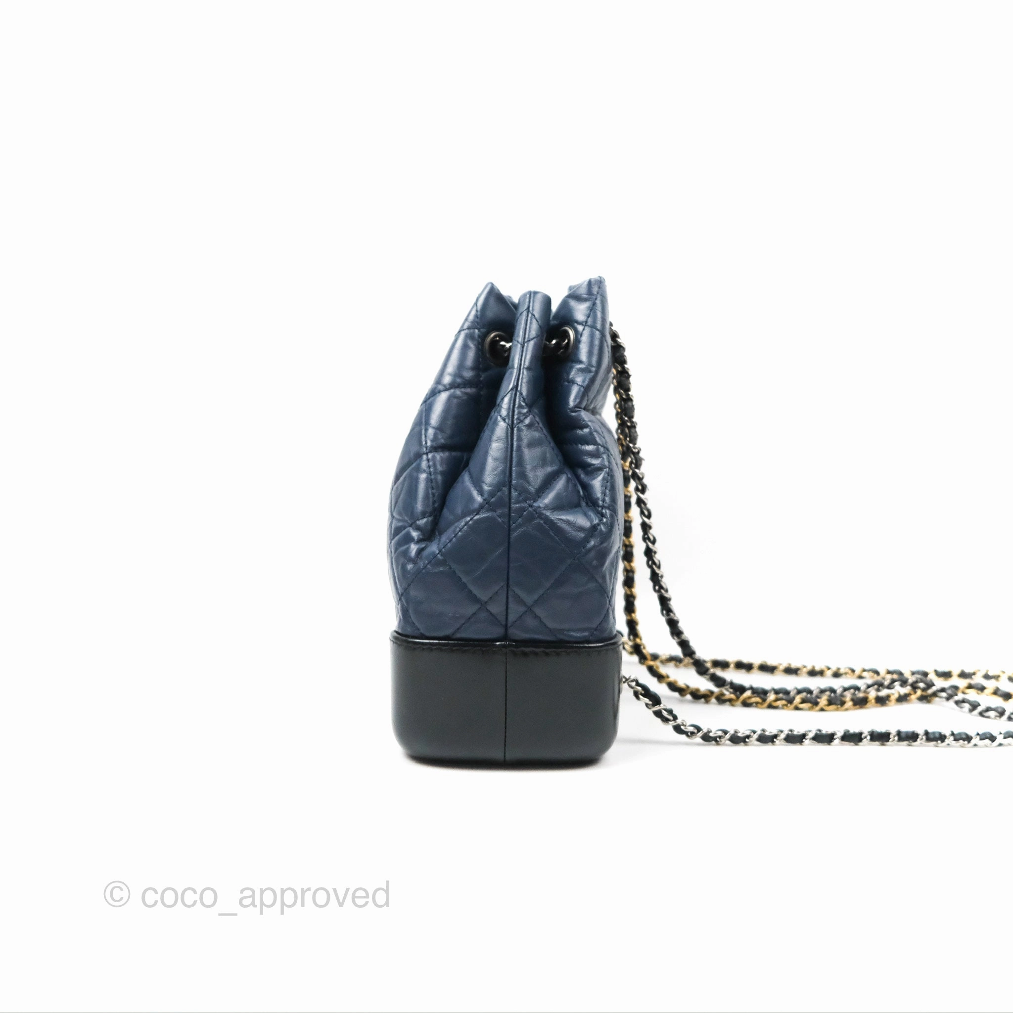 Chanel Small Gabrielle Backpack Navy Black Aged Calfskin