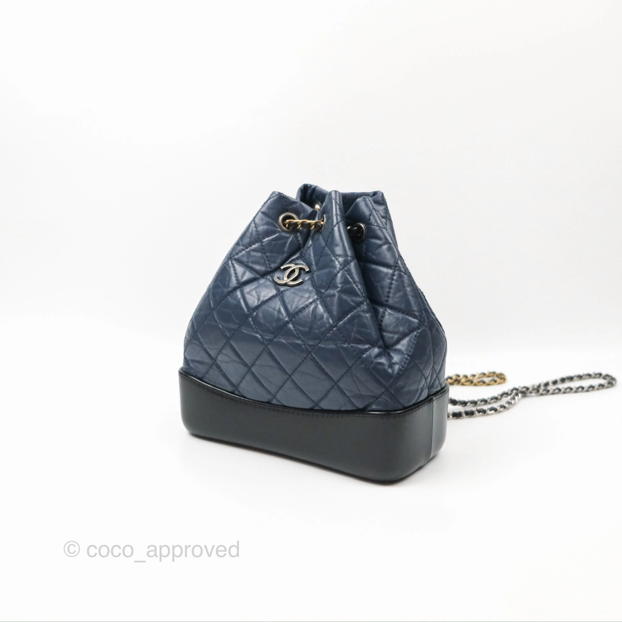 Chanel Small Gabrielle Backpack Navy Black Aged Calfskin