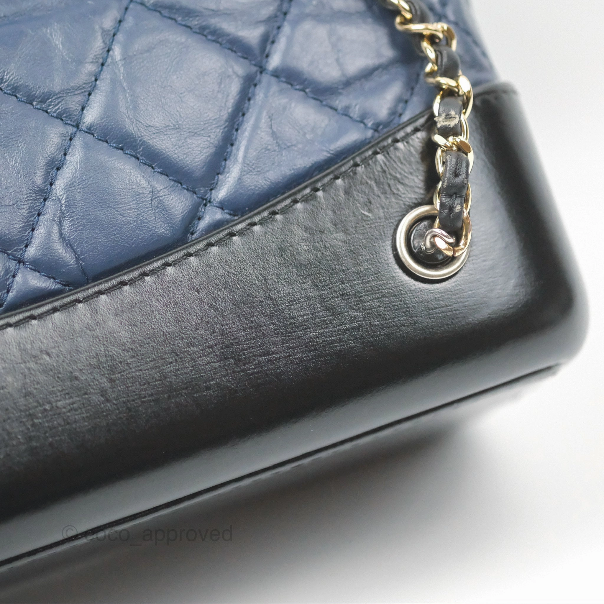 Chanel Small Gabrielle Backpack Navy Black Aged Calfskin