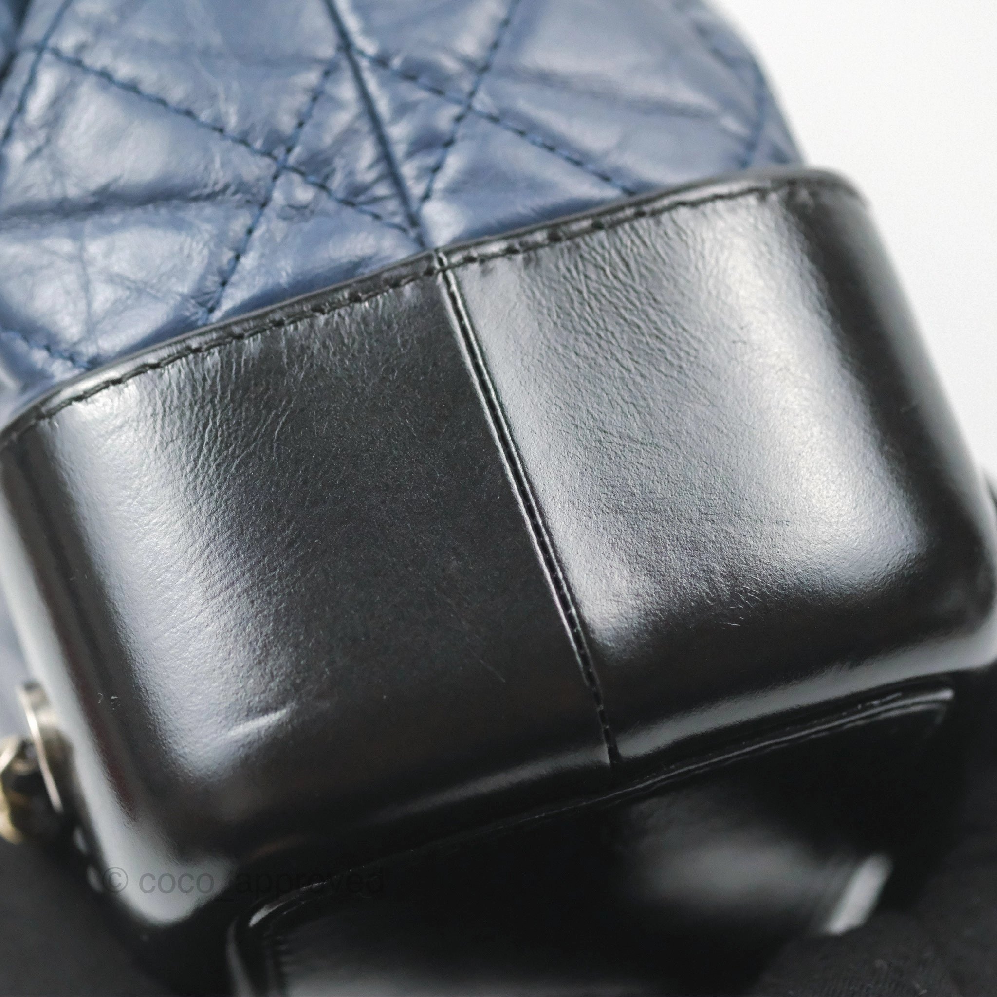 Chanel Small Gabrielle Backpack Navy Black Aged Calfskin