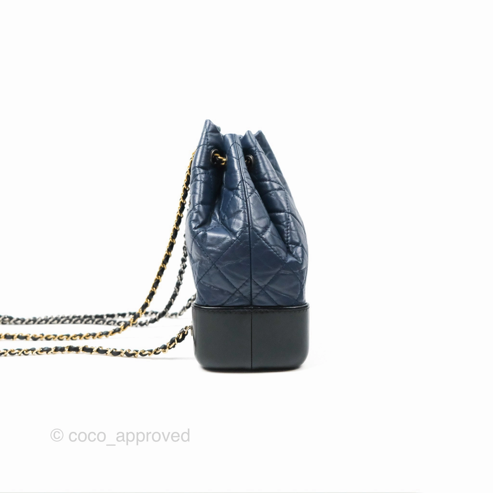 Chanel Small Gabrielle Backpack Navy Black Aged Calfskin