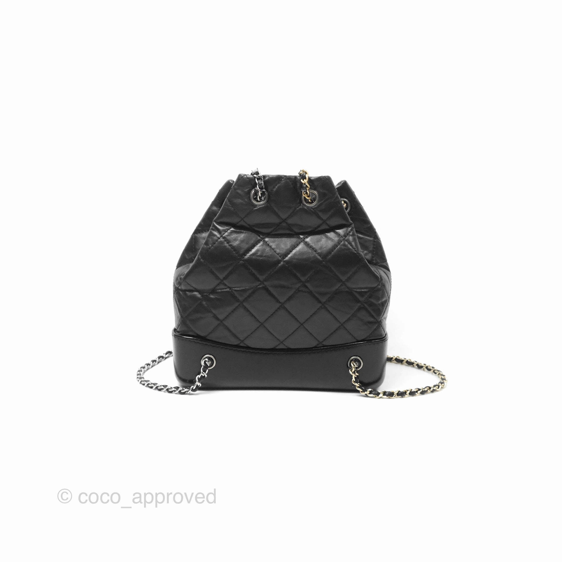 Chanel Small Gabrielle Backpack Quilted Black Aged Calfskin