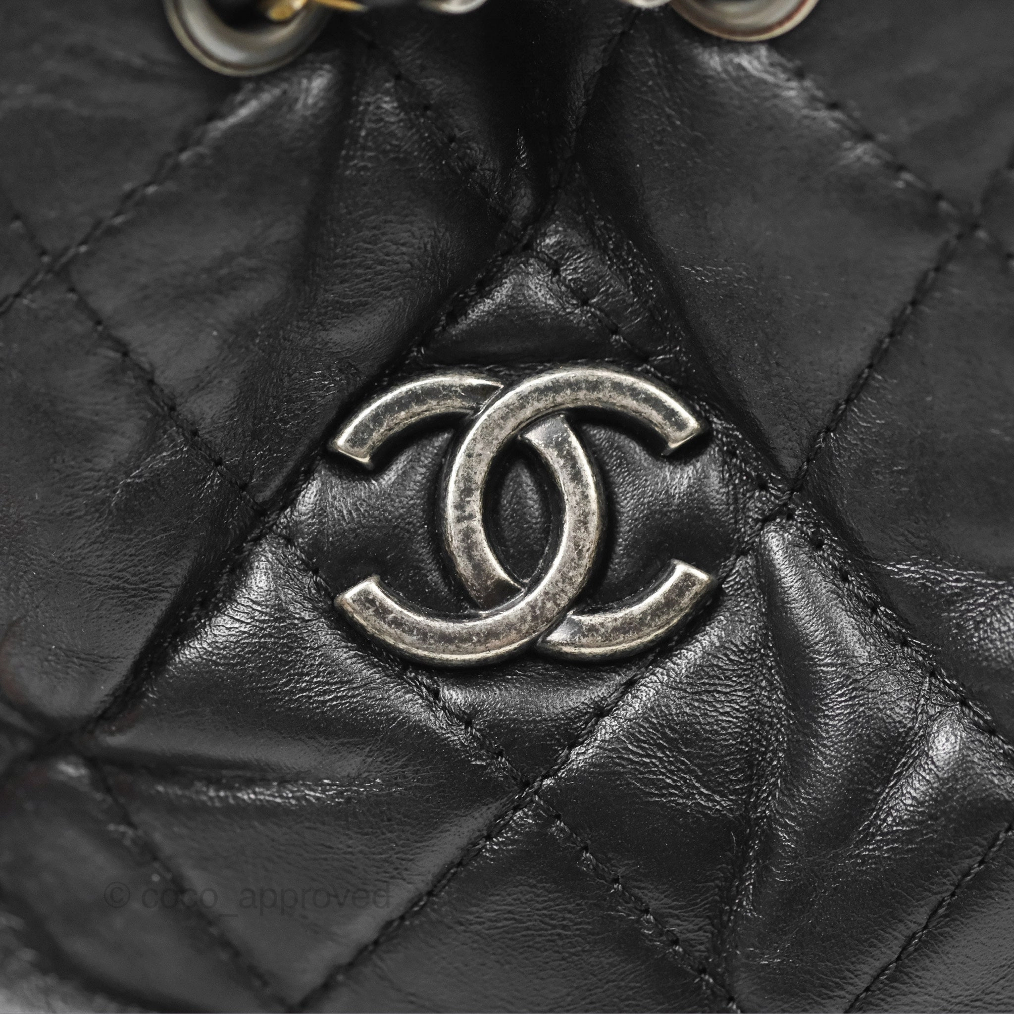 Chanel Small Gabrielle Backpack Quilted Black Aged Calfskin
