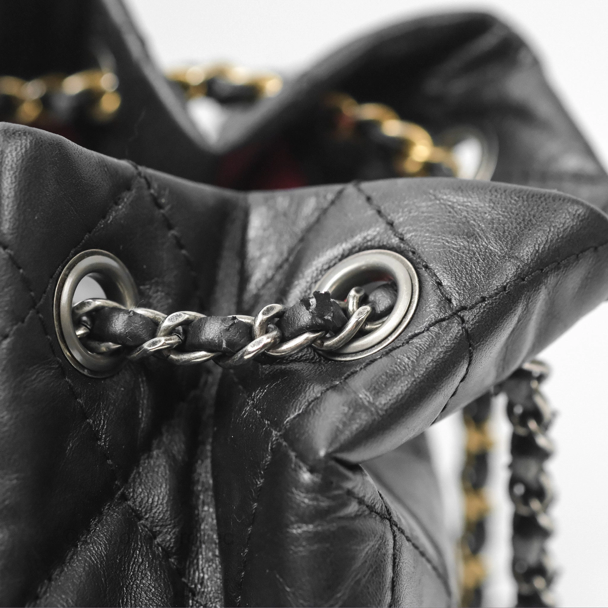 Chanel Small Gabrielle Backpack Quilted Black Aged Calfskin
