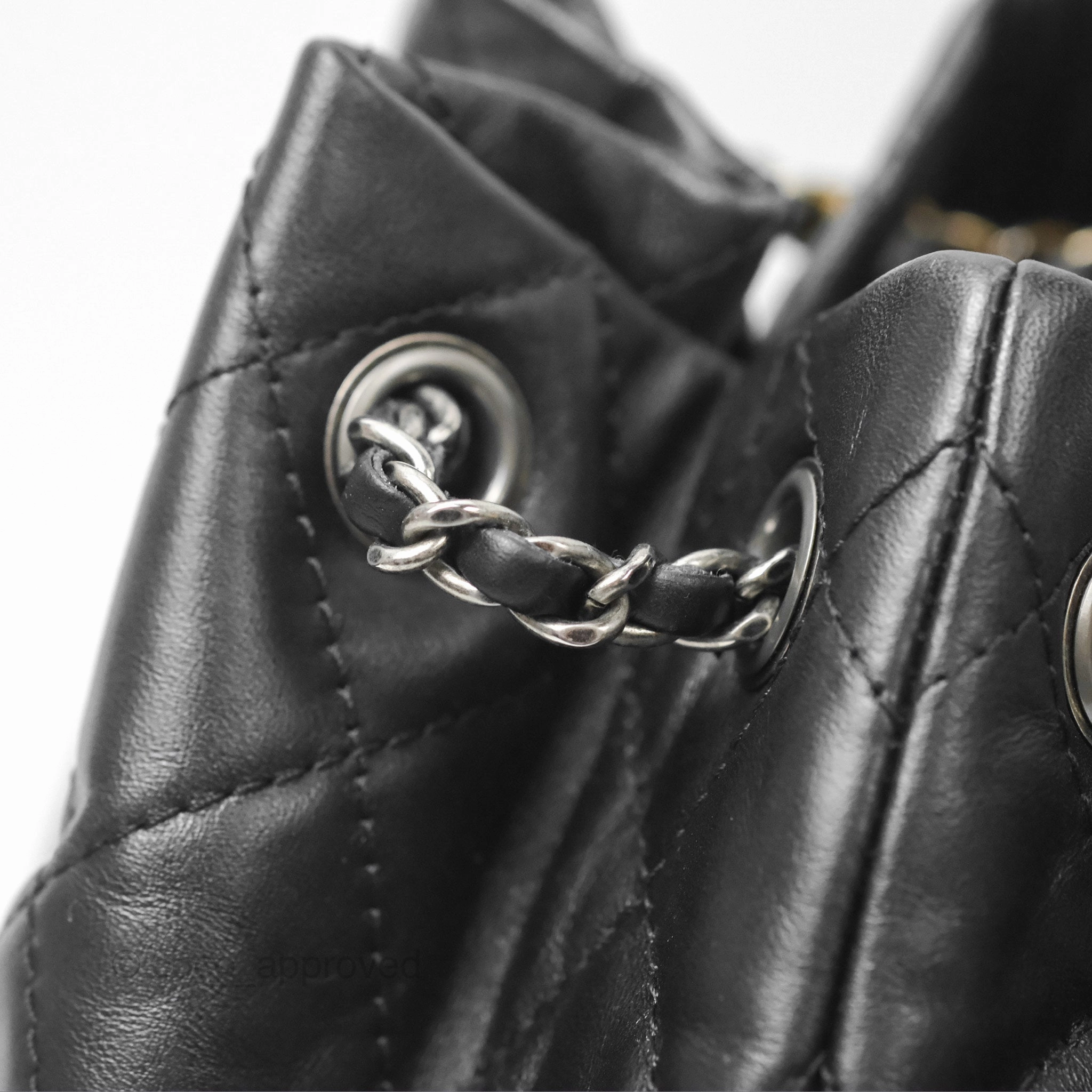 Chanel Small Gabrielle Backpack Quilted Black Aged Calfskin