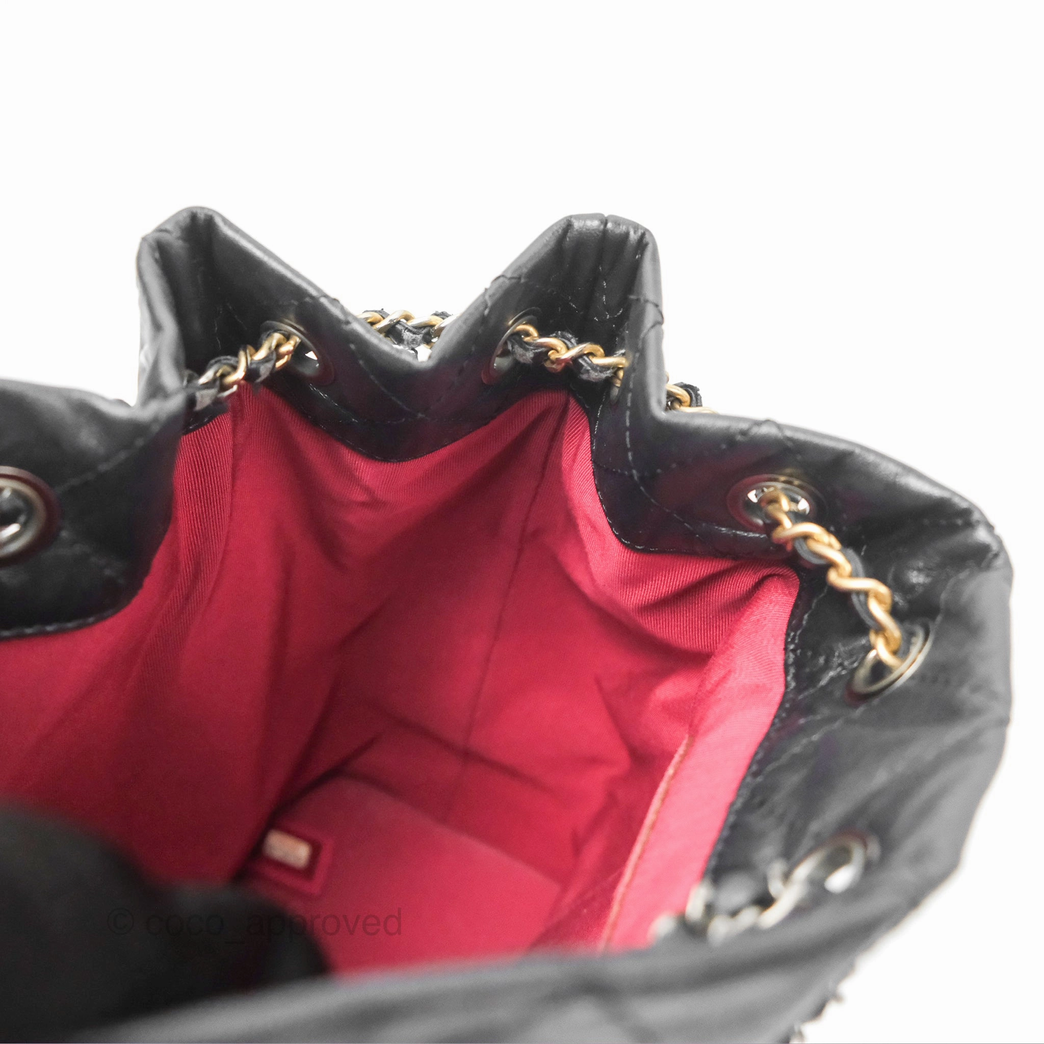 Chanel Small Gabrielle Backpack Quilted Black Aged Calfskin