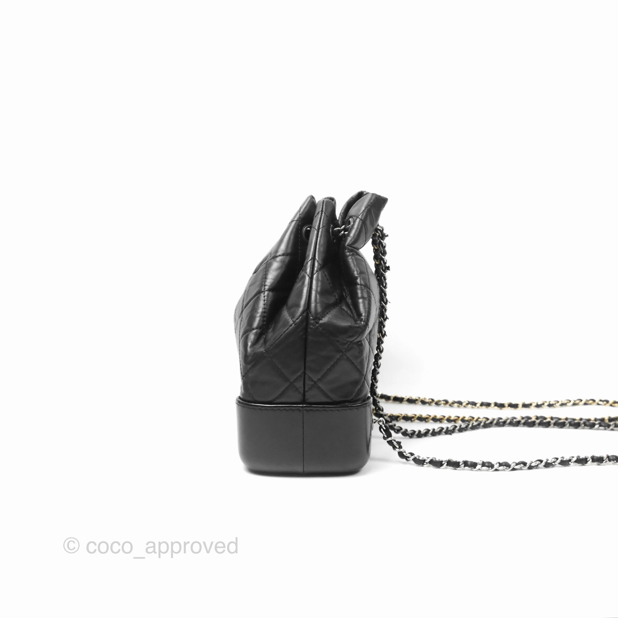Chanel Small Gabrielle Backpack Quilted Black Aged Calfskin