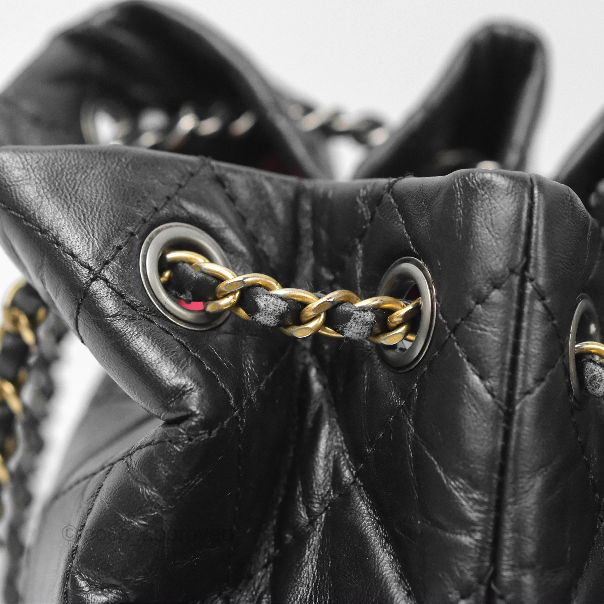Chanel Small Gabrielle Backpack Quilted Black Aged Calfskin