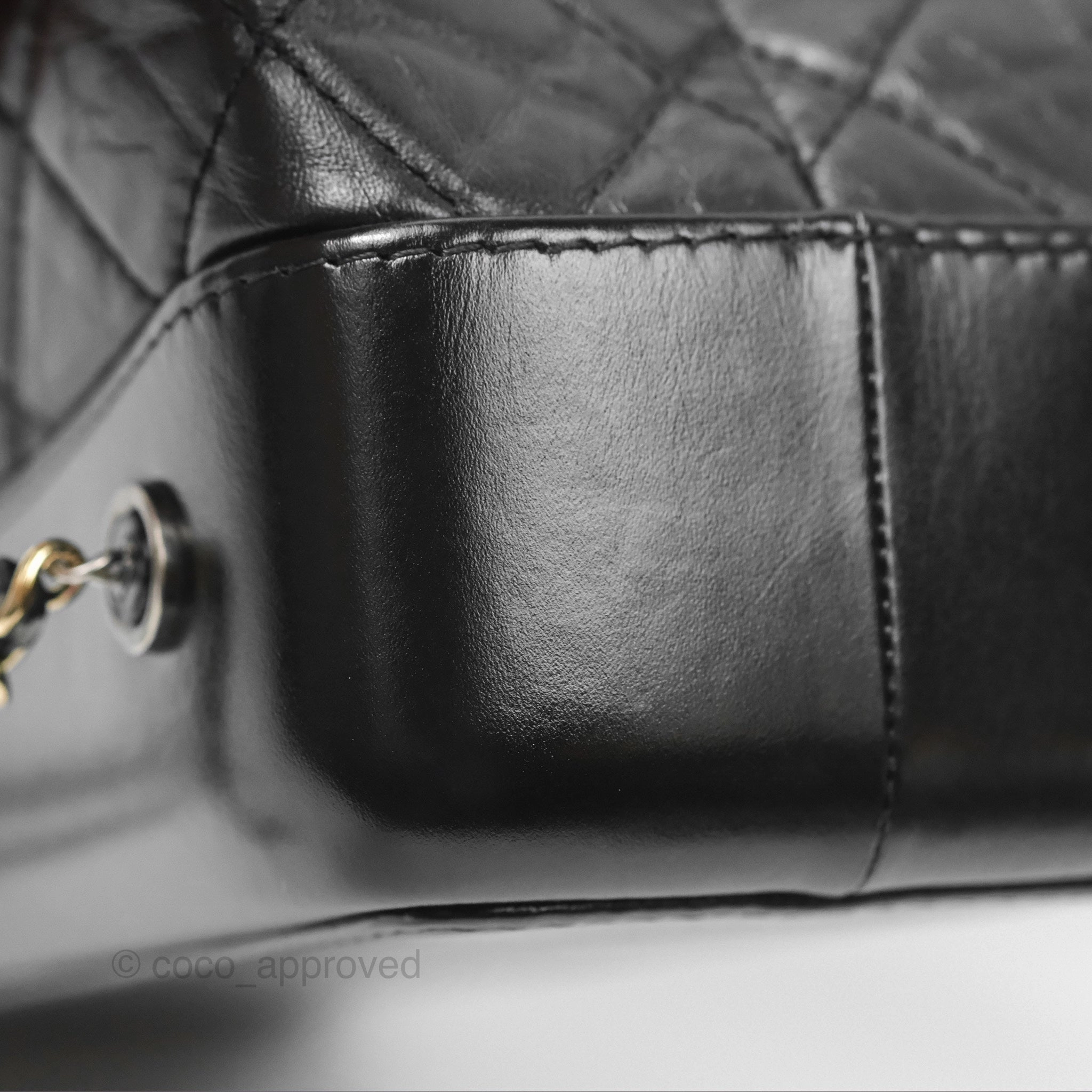 Chanel Small Gabrielle Backpack Quilted Black Aged Calfskin