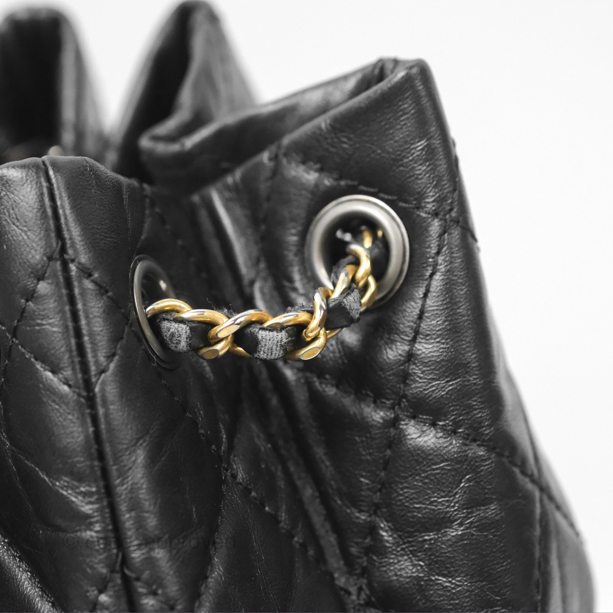Chanel Small Gabrielle Backpack Quilted Black Aged Calfskin