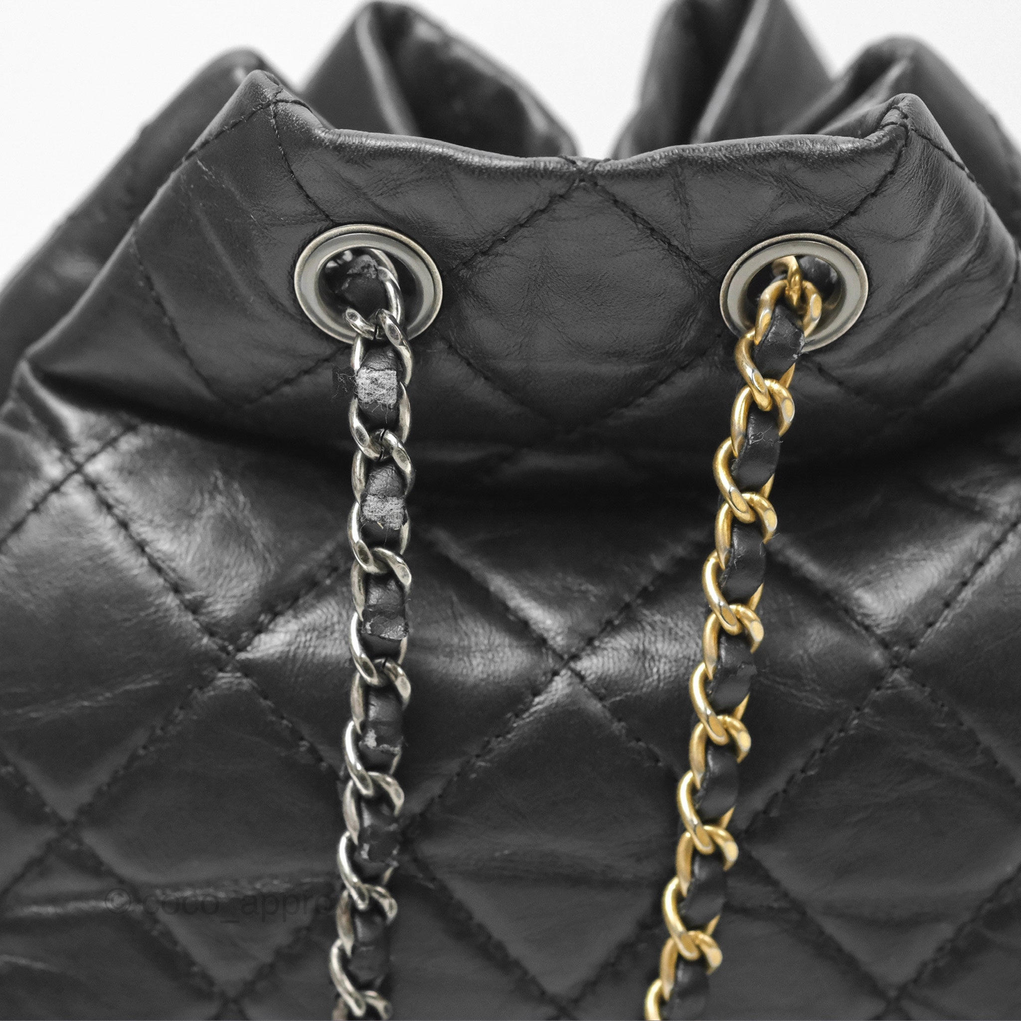 Chanel Small Gabrielle Backpack Quilted Black Aged Calfskin