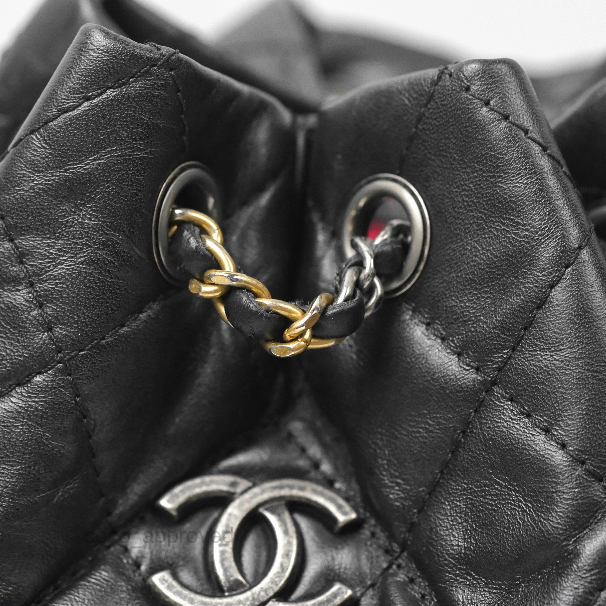Chanel Small Gabrielle Backpack Quilted Black Aged Calfskin