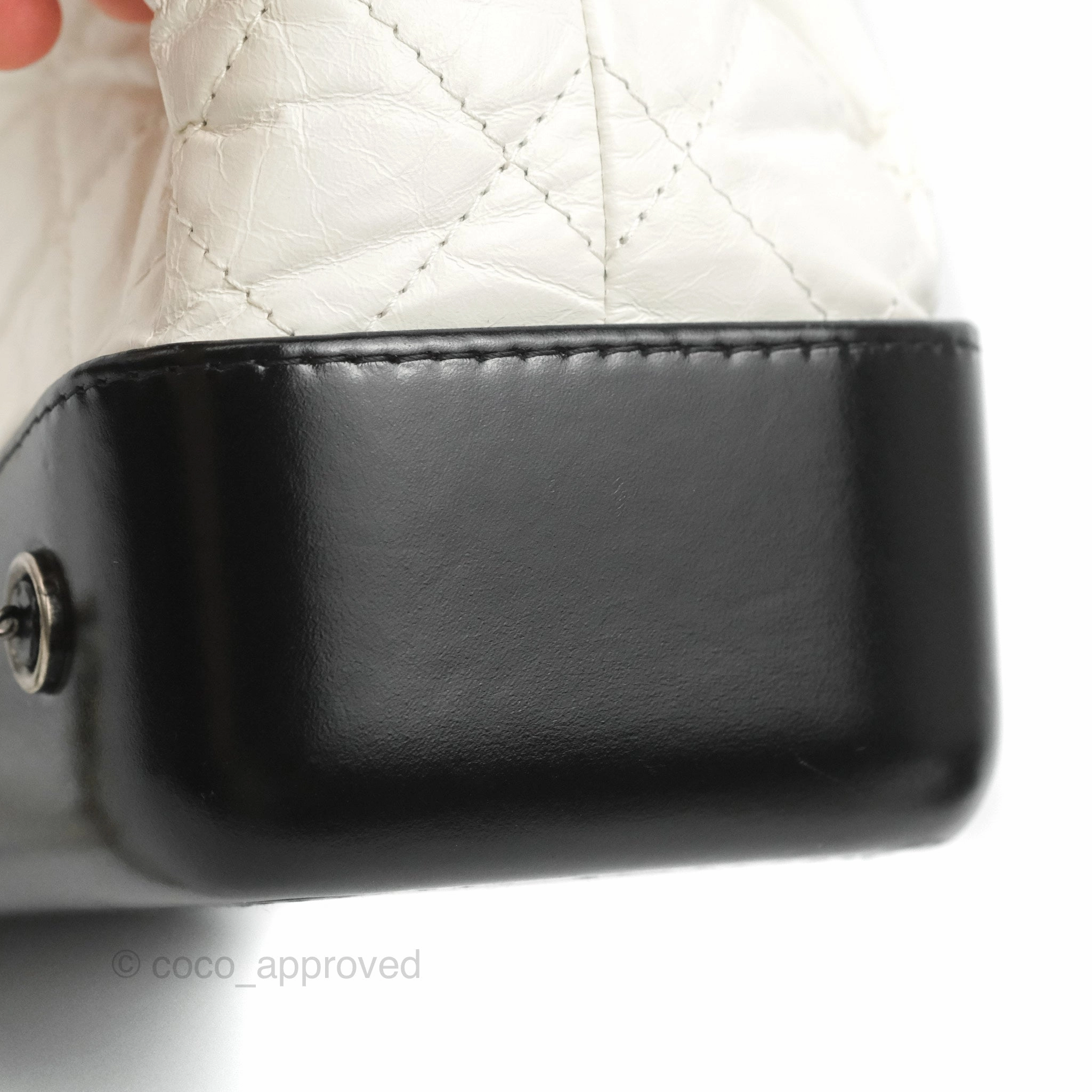 Chanel Small Gabrielle Backpack White Black Aged Calfskin