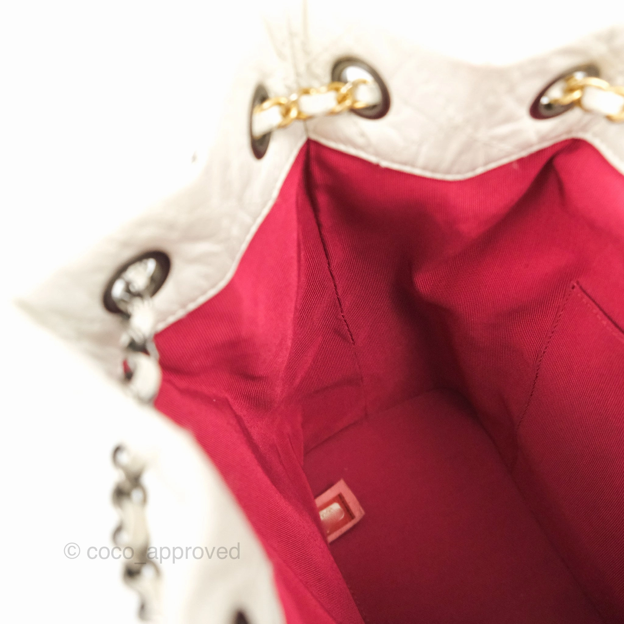 Chanel Small Gabrielle Backpack White Black Aged Calfskin
