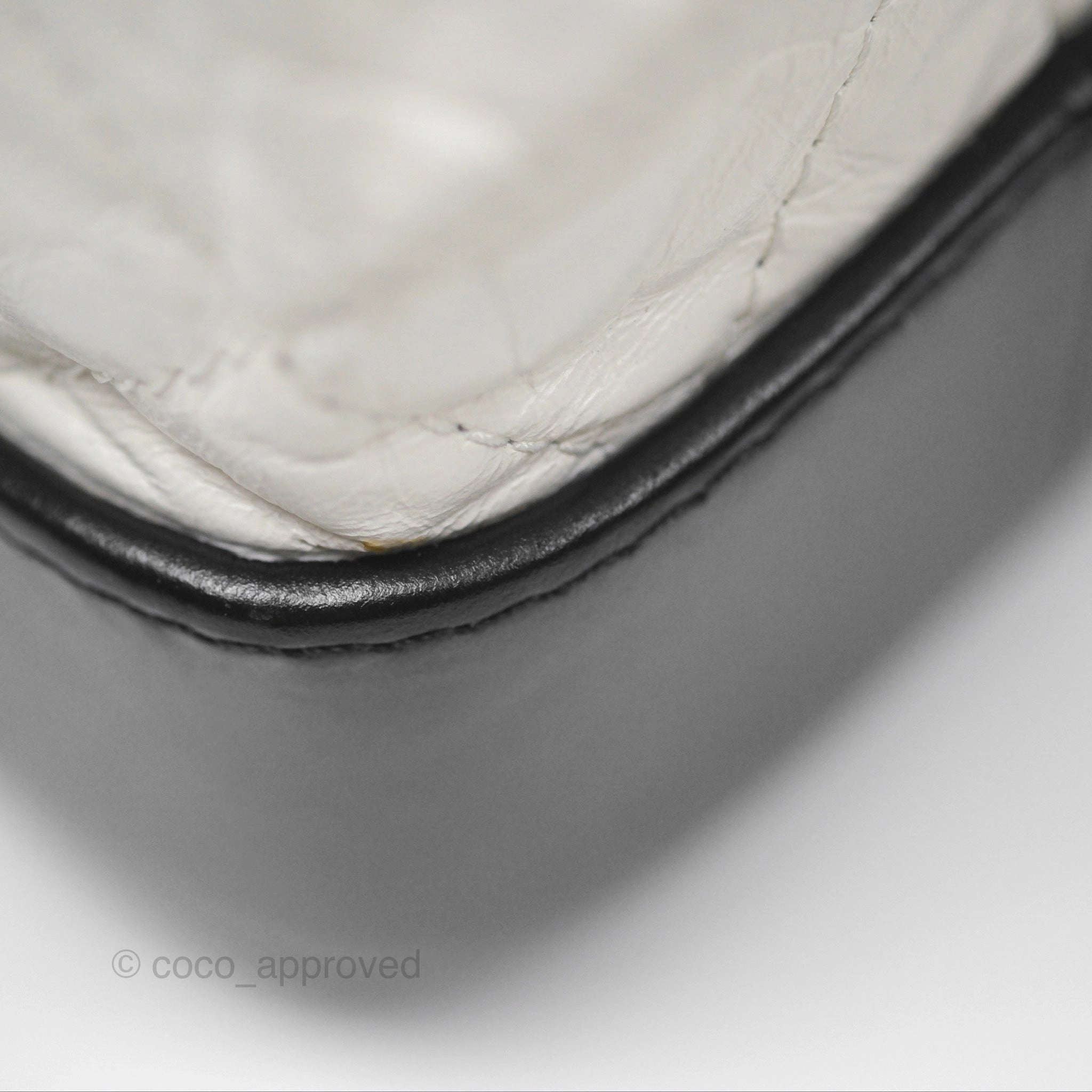 Chanel Small Gabrielle Backpack White Black Aged Calfskin