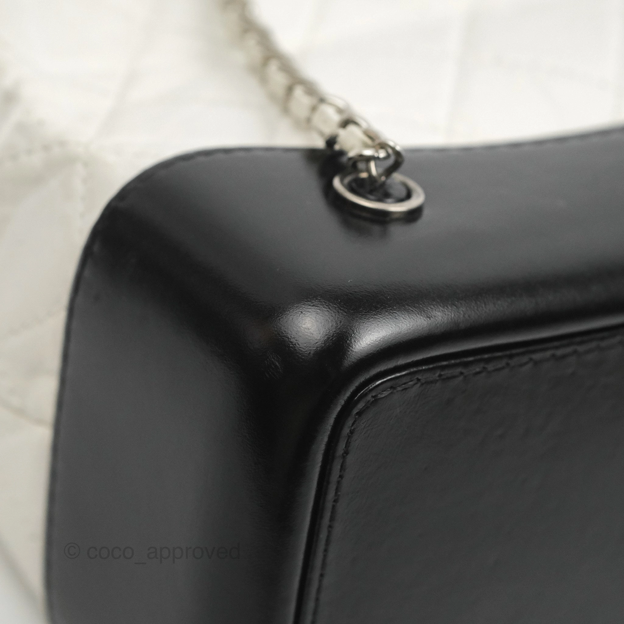 Chanel Small Gabrielle Backpack White Black Aged Calfskin