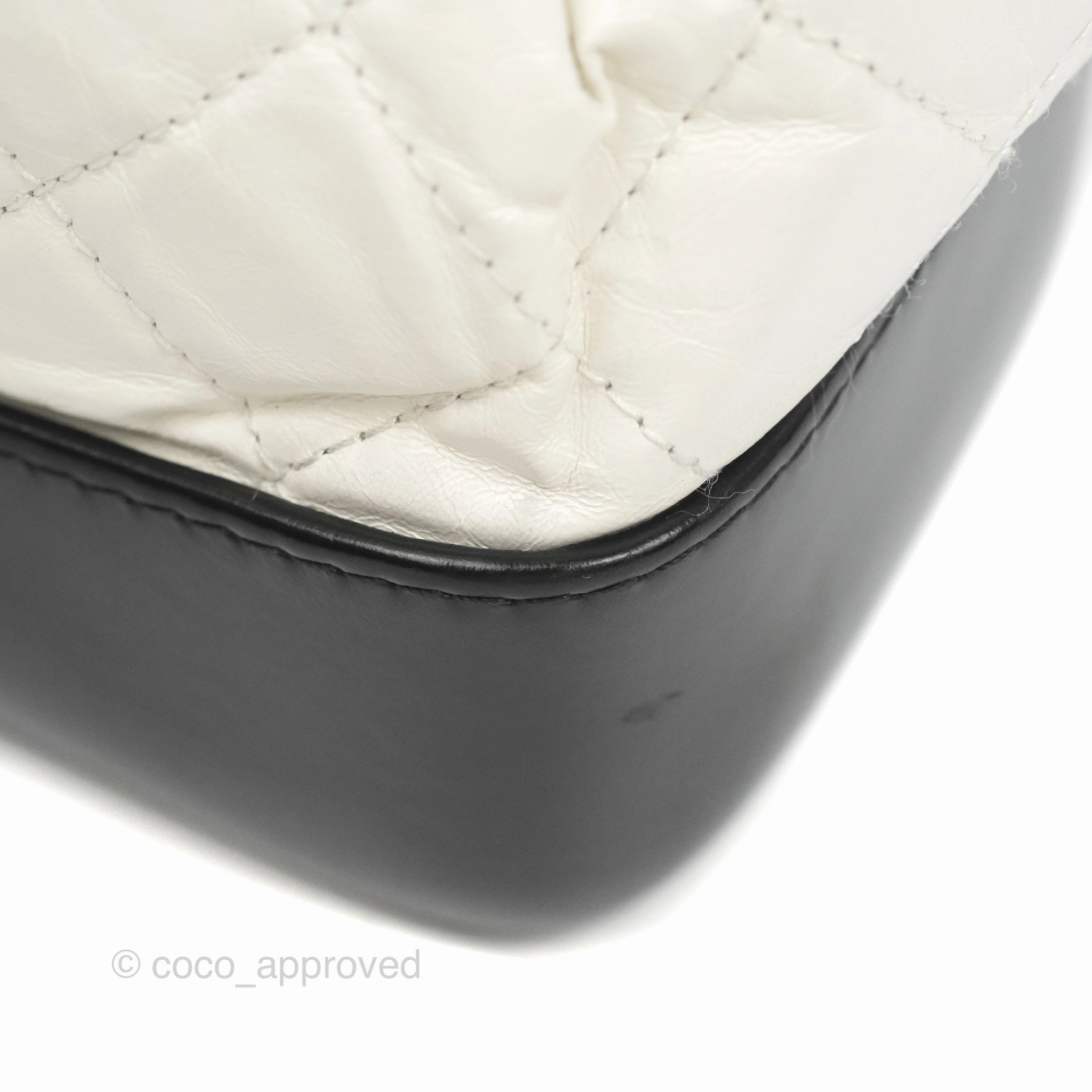 Chanel Small Gabrielle Backpack White Black Aged Calfskin