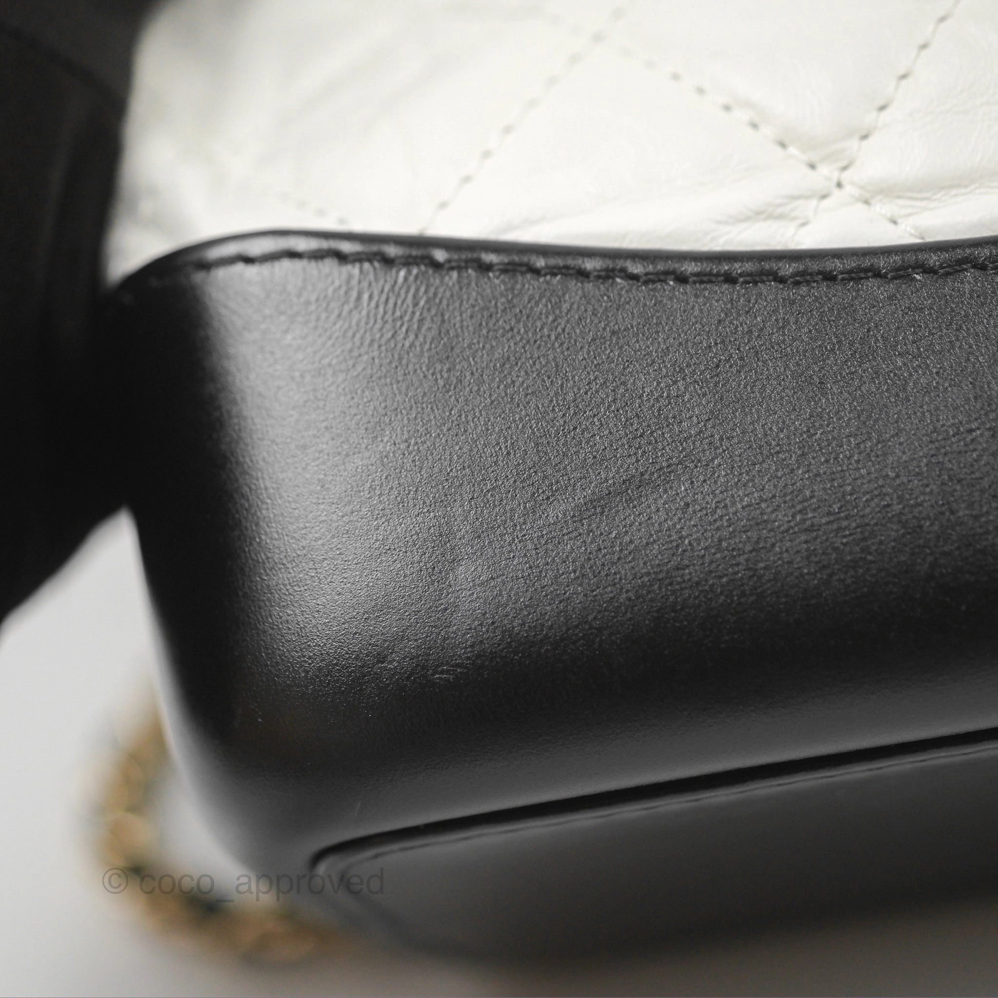 Chanel Small Gabrielle Backpack White Black Aged Calfskin