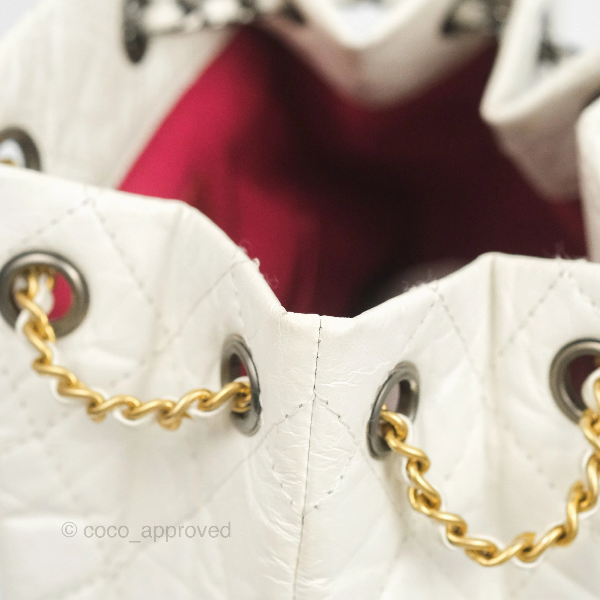 Chanel Small Gabrielle Backpack White Black Aged Calfskin