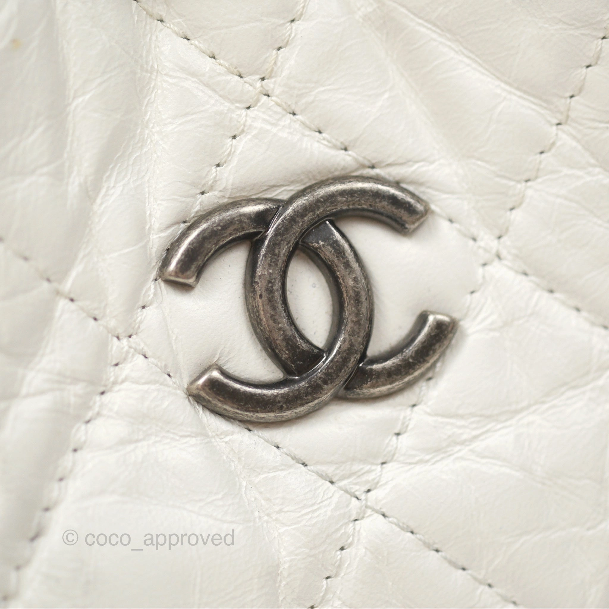Chanel Small Gabrielle Backpack White Black Aged Calfskin
