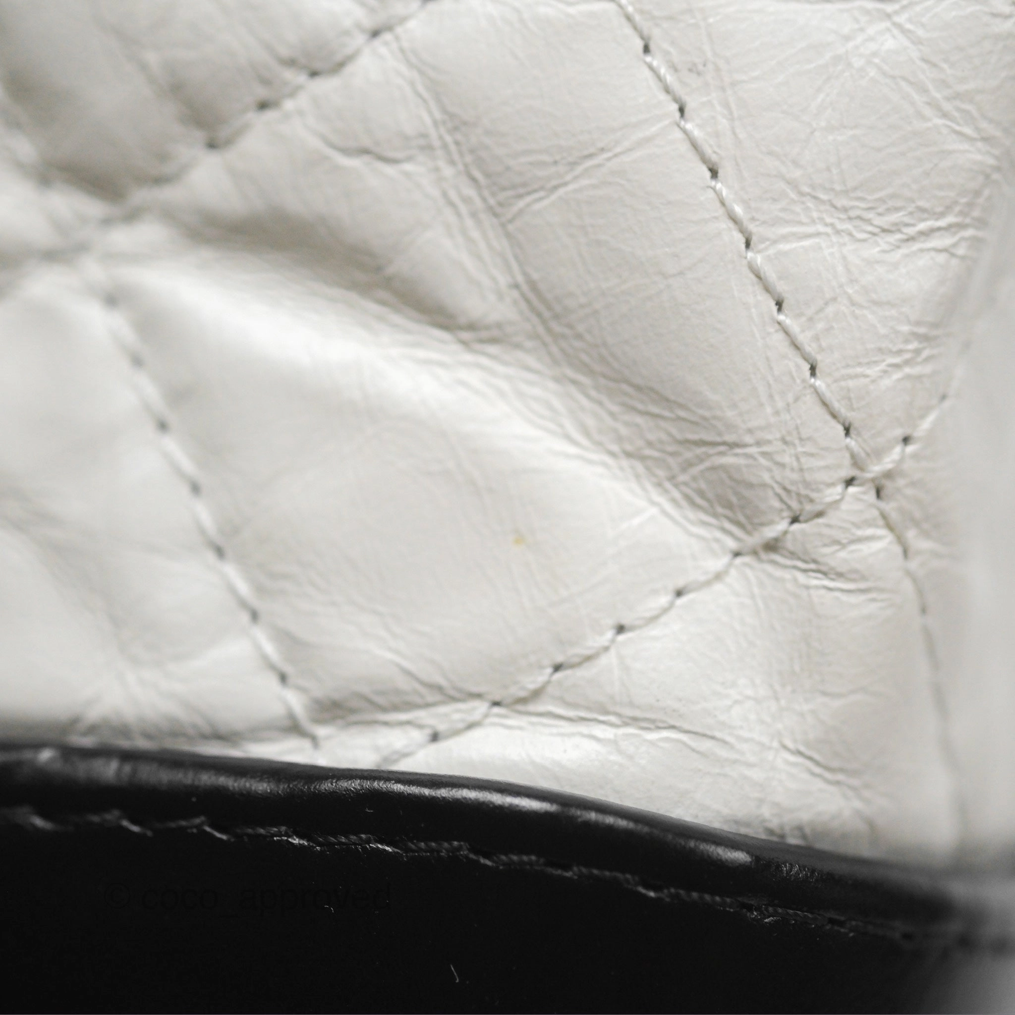 Chanel Small Gabrielle Backpack White Black Aged Calfskin