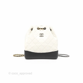 Chanel Small Gabrielle Backpack White Black Aged Calfskin