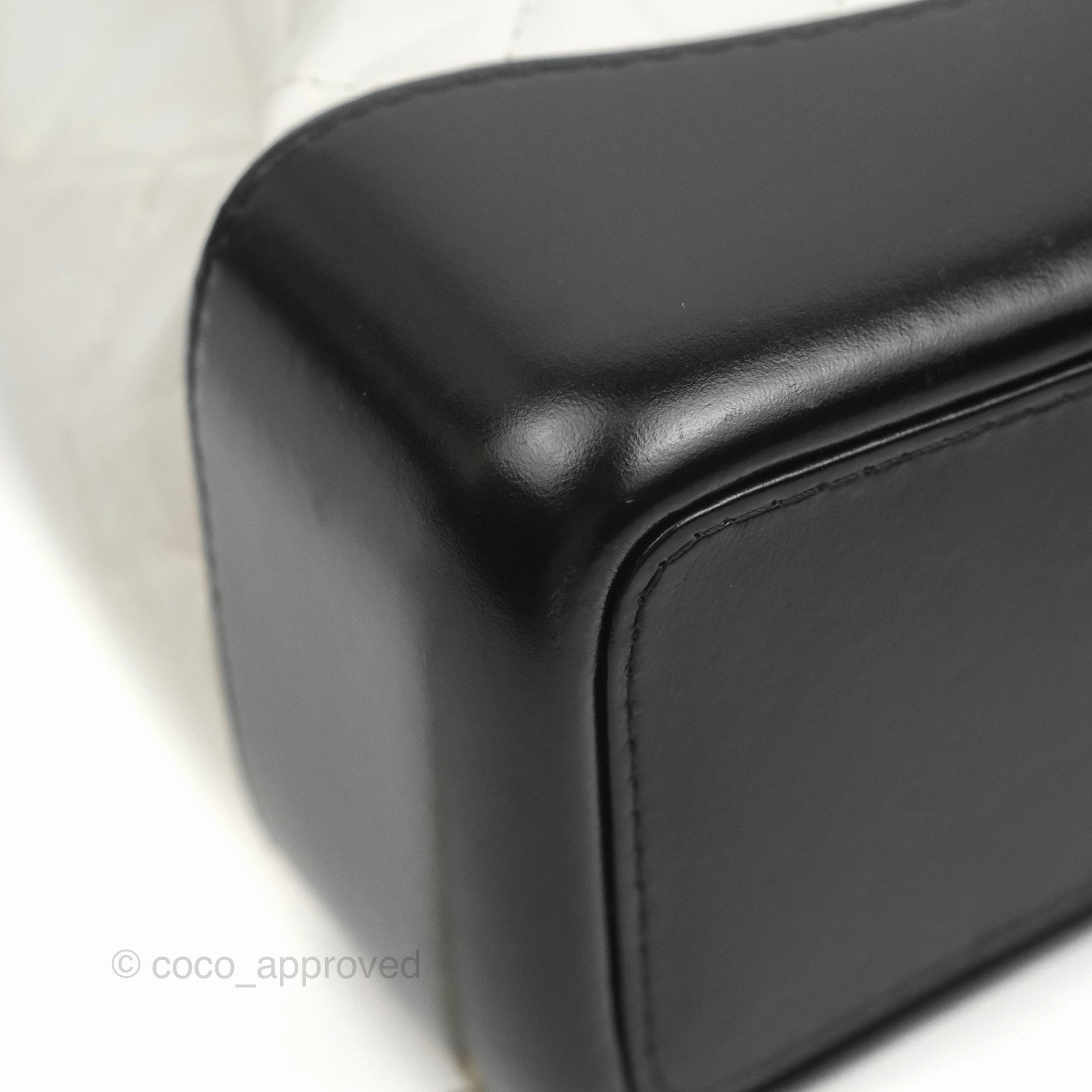 Chanel Small Gabrielle Backpack White Black Aged Calfskin
