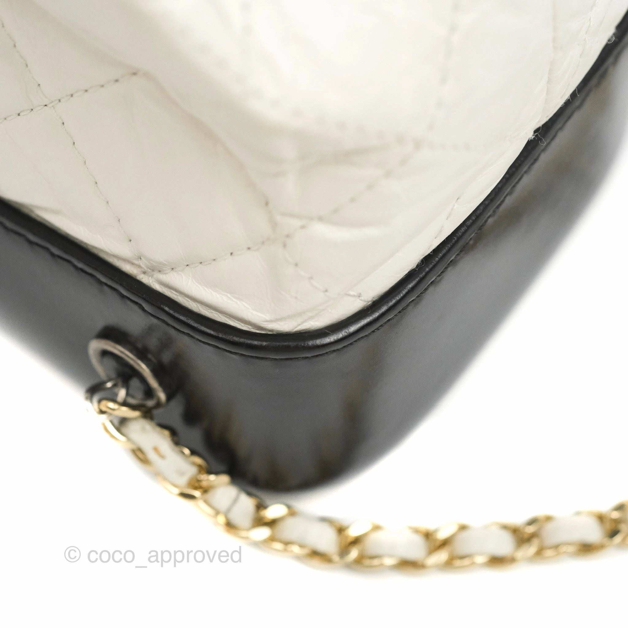 Chanel Small Gabrielle Backpack White Black Aged Calfskin